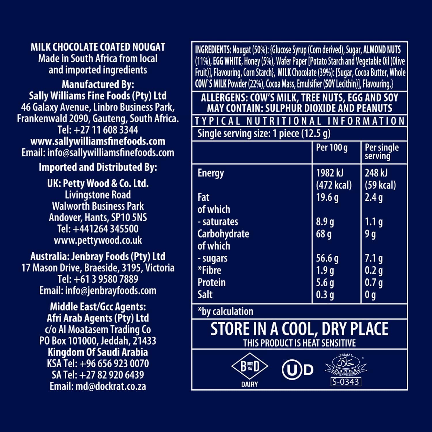 Sally Williams - Luxury Milk Chocolate Covered Soft Nougat Pieces with Roasted Almonds 7