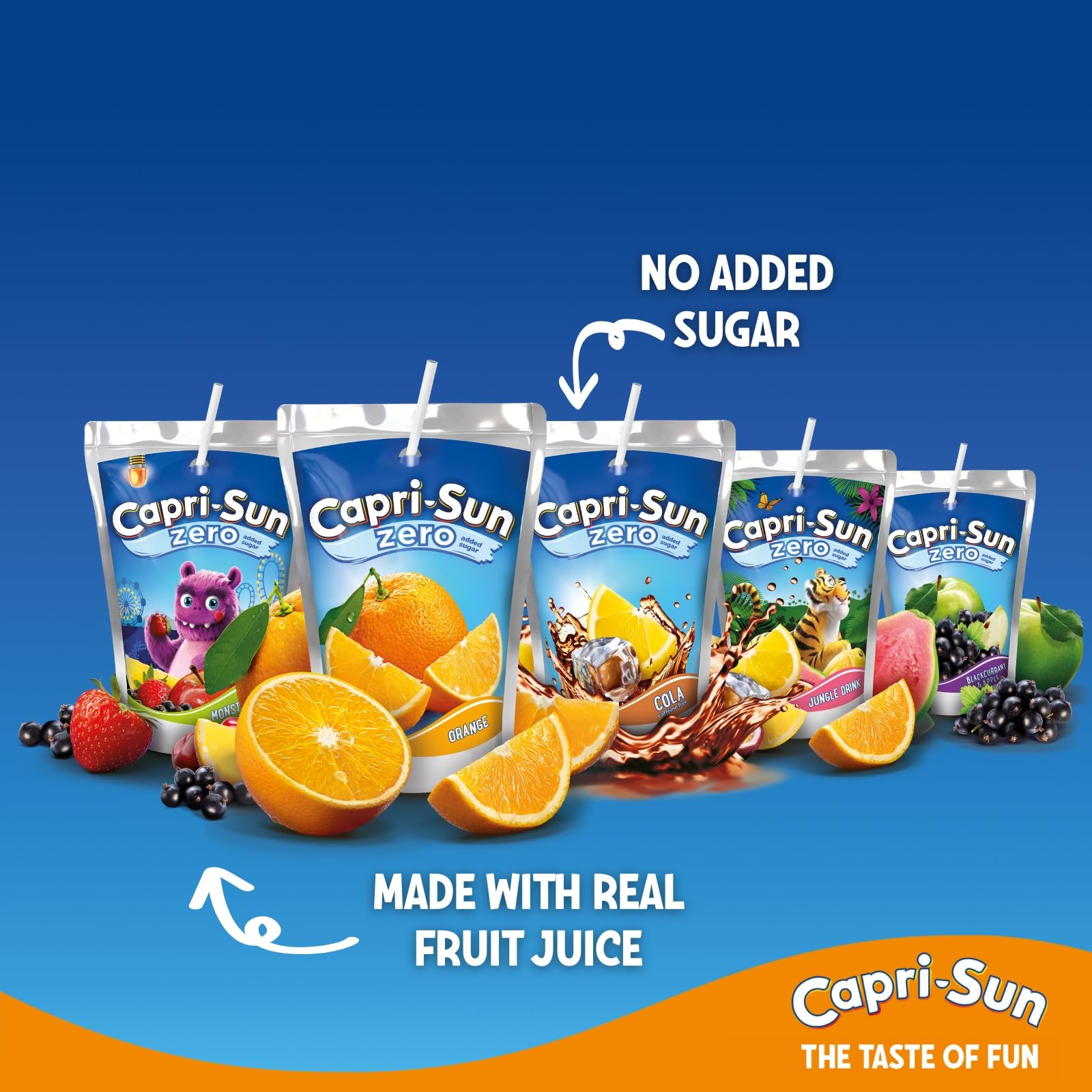 Capri-Sun Zero Jungle Kids' Juice Drink - 8 x 200ml Pouches, No Added Sugar