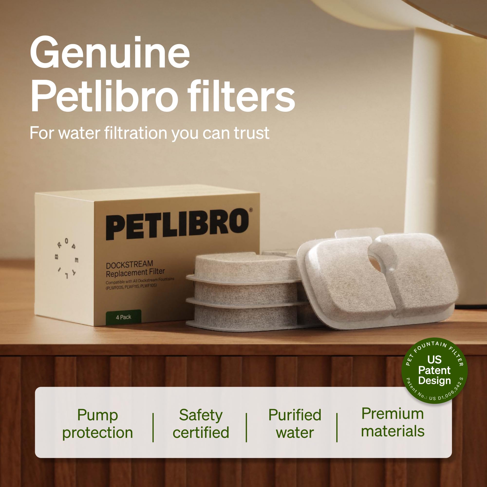 PETLIBRO Replacement Filters for Dockstream Battery Operated Cat Water Fountain | 4 Pack 5