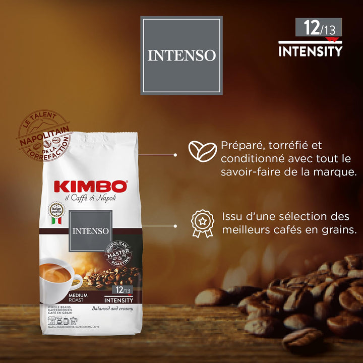 Kimbo Espresso Intenso Whole Coffee Beans, Medium Roast, 250g