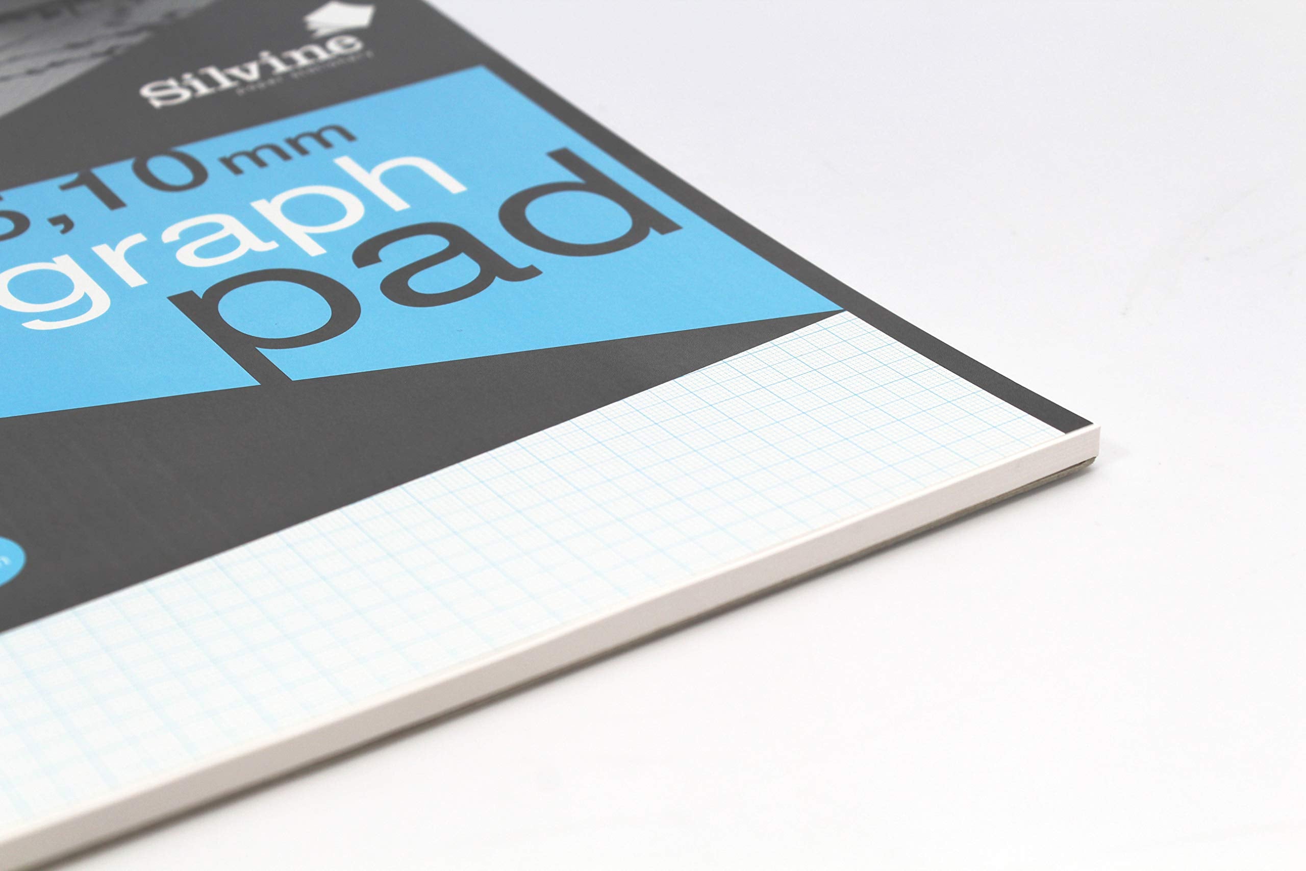 Silvine A4 Professional Graph Pad - 50 Sheets 90gsm Paper, 1-5-10mm Graph, Glue Bound