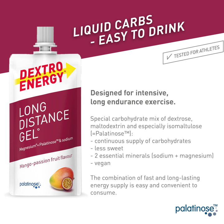 Dextro Energy Long Distance Gel Mango & Passion Fruit - Fast and Long-Lasting Energy for Endurance Sports