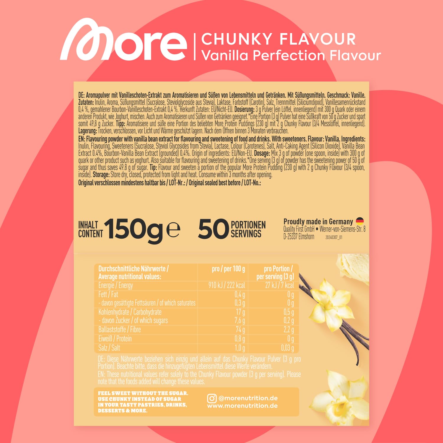 MORE Nutrition Chunky Flavour Vanilla Perfection 150g 4