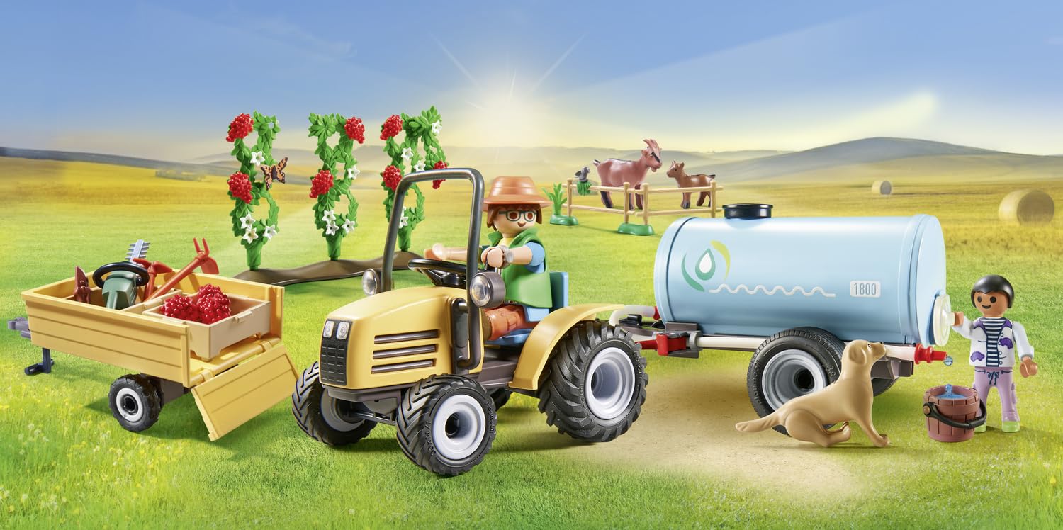 Playmobil 71442 Country Tractor with Trailer and Water Tank Playset - Farm Harvest Adventure for Kids 10