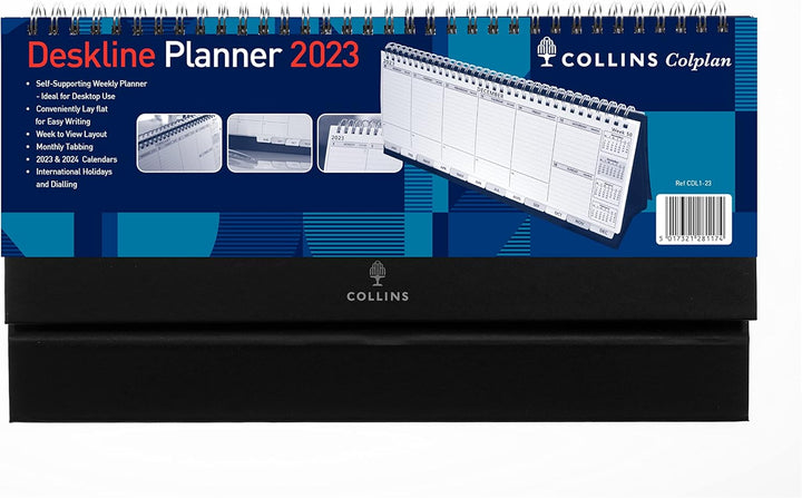 Collins Colplan Deskline Week to View CDL1 2023 Diary - A5 Size, Lay Flat Design, Monthly Tabs, International Holidays