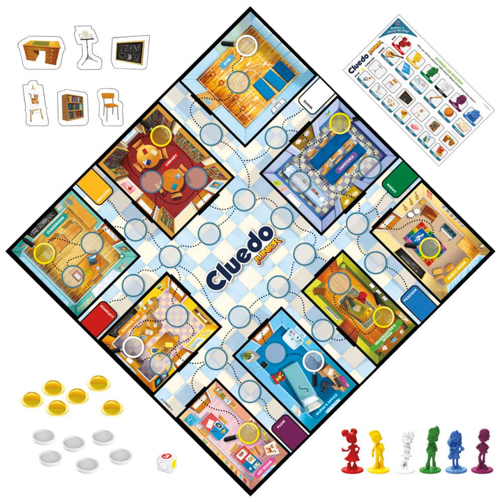 Hasbro Gaming Cluedo Junior Board Game, 2-in-1 Detective Game for Kids 4+ Years, Double-Sided Gameboard for 2-6 Players