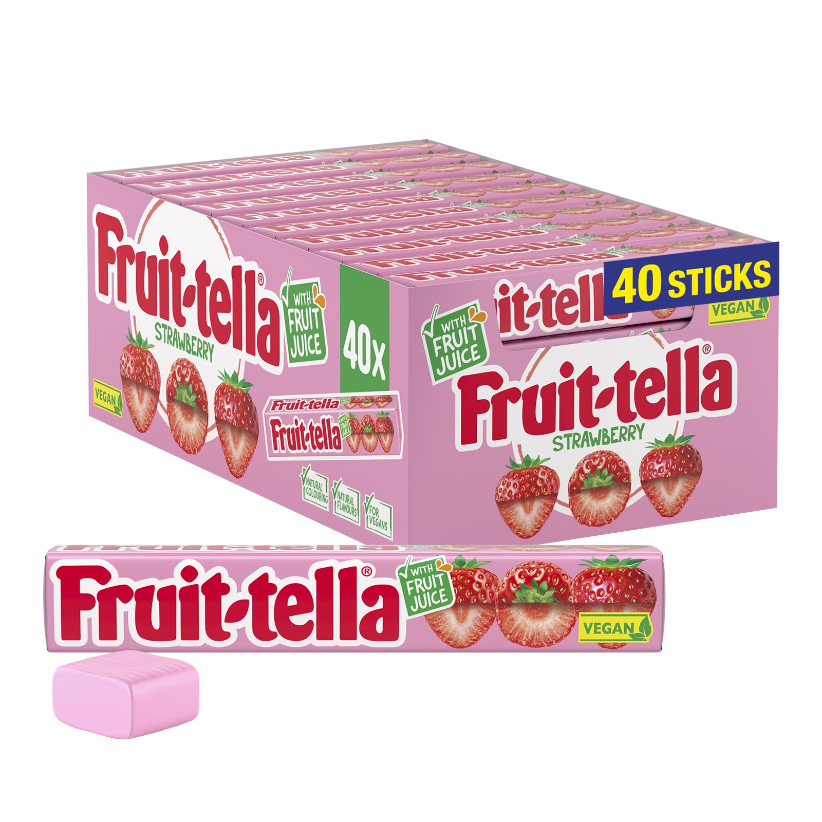 Fruittella Simply Strawberry Soft Chews - Vegan, Gluten-Free Fruit Flavoured Party Sweets 1