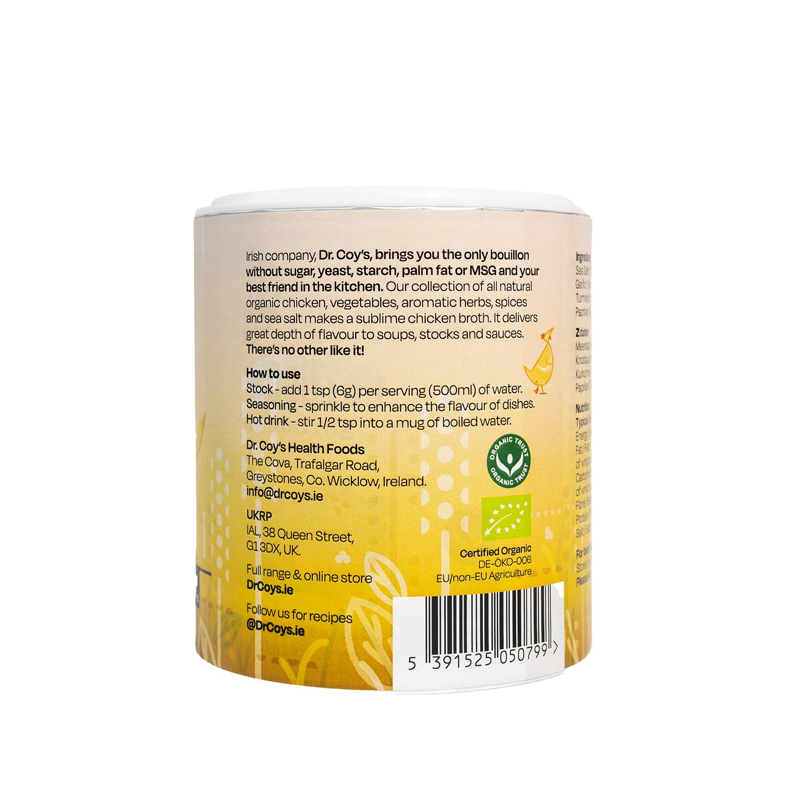 Dr. Coy's Organic Chicken Bouillon Powder - 125g - Gluten Free