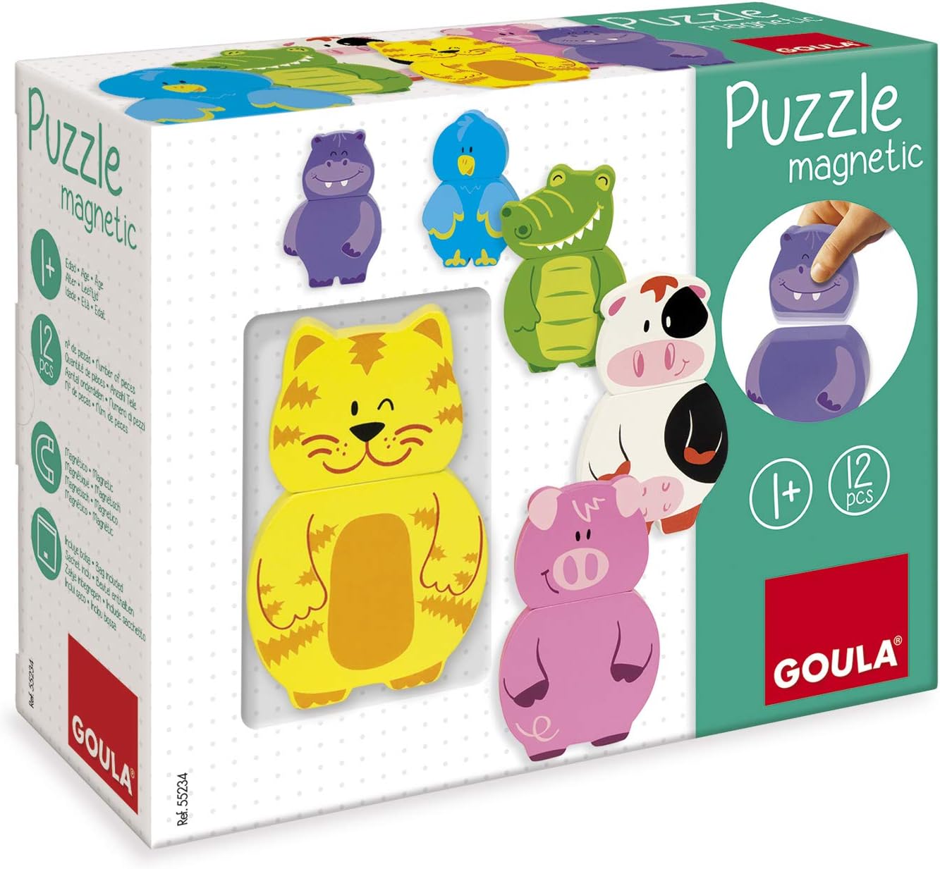 Goula Magnetic Interchangeable Puzzle - Educational Wooden Animal Puzzle for Toddlers 12 Months+ 1