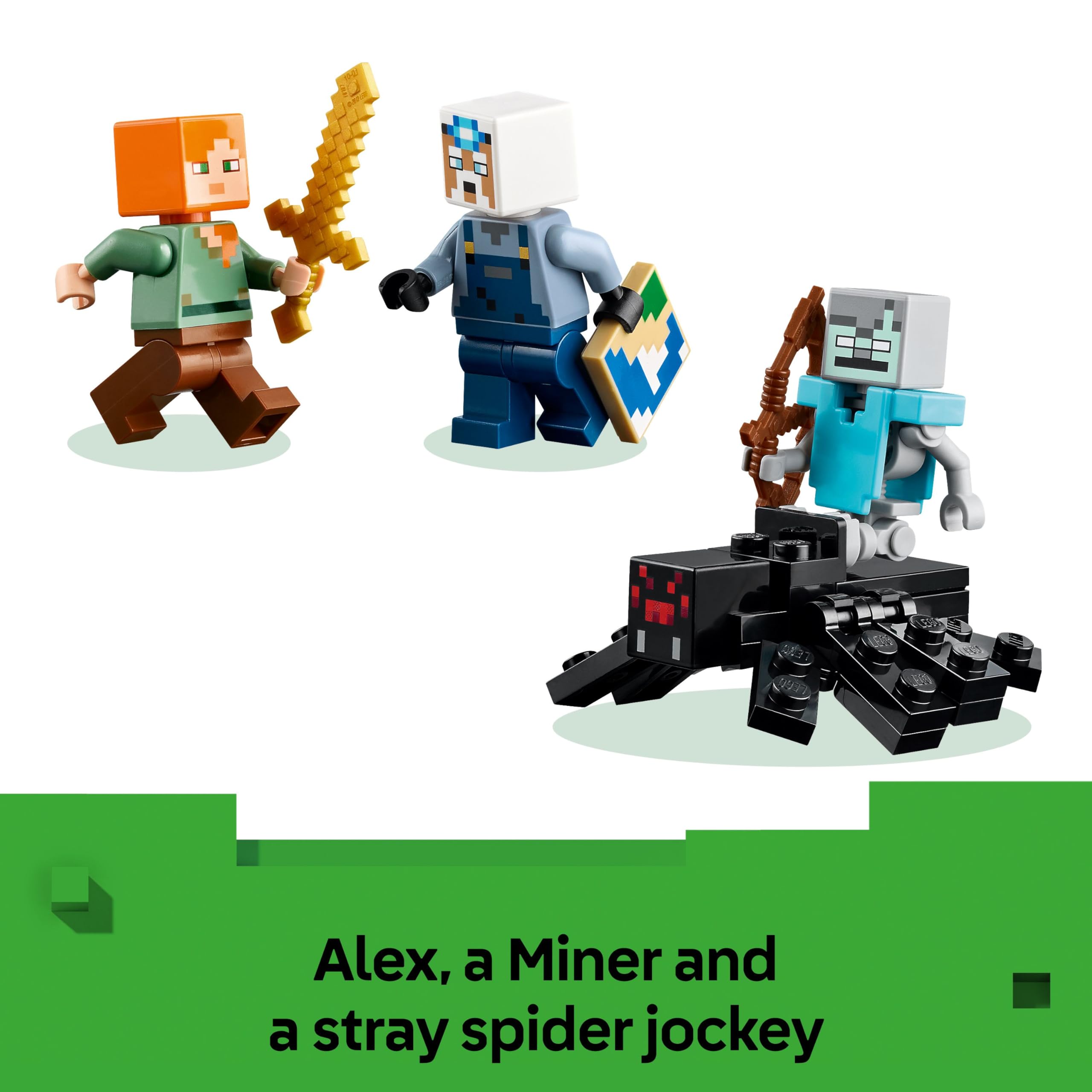 LEGO Minecraft The Pickaxe Mine - Building Set with Alex, Miner, Spider Jockey Figures 2
