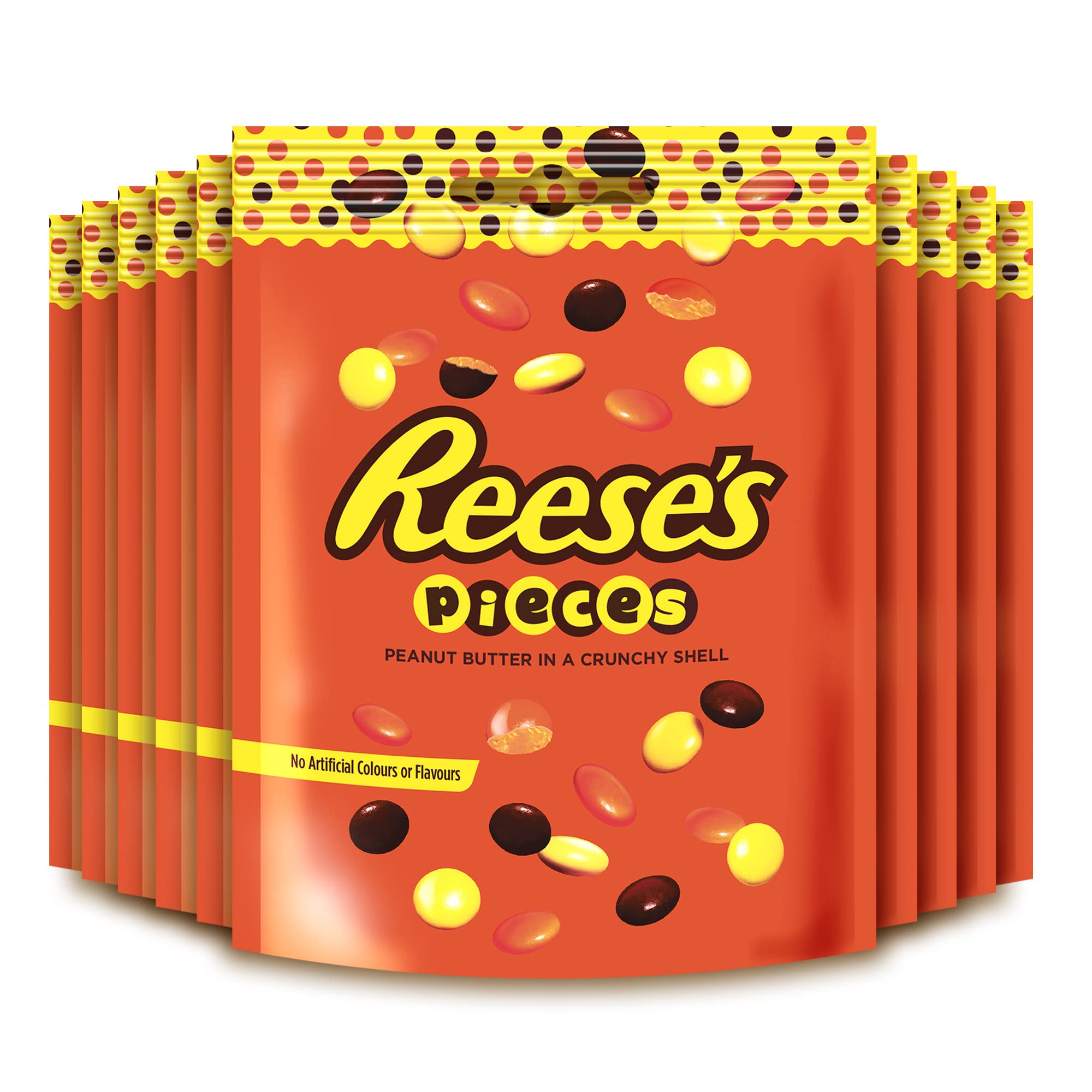 Reese's Pieces Peanut Butter in Crunchy Shell 90g Pouch (Pack of 10)