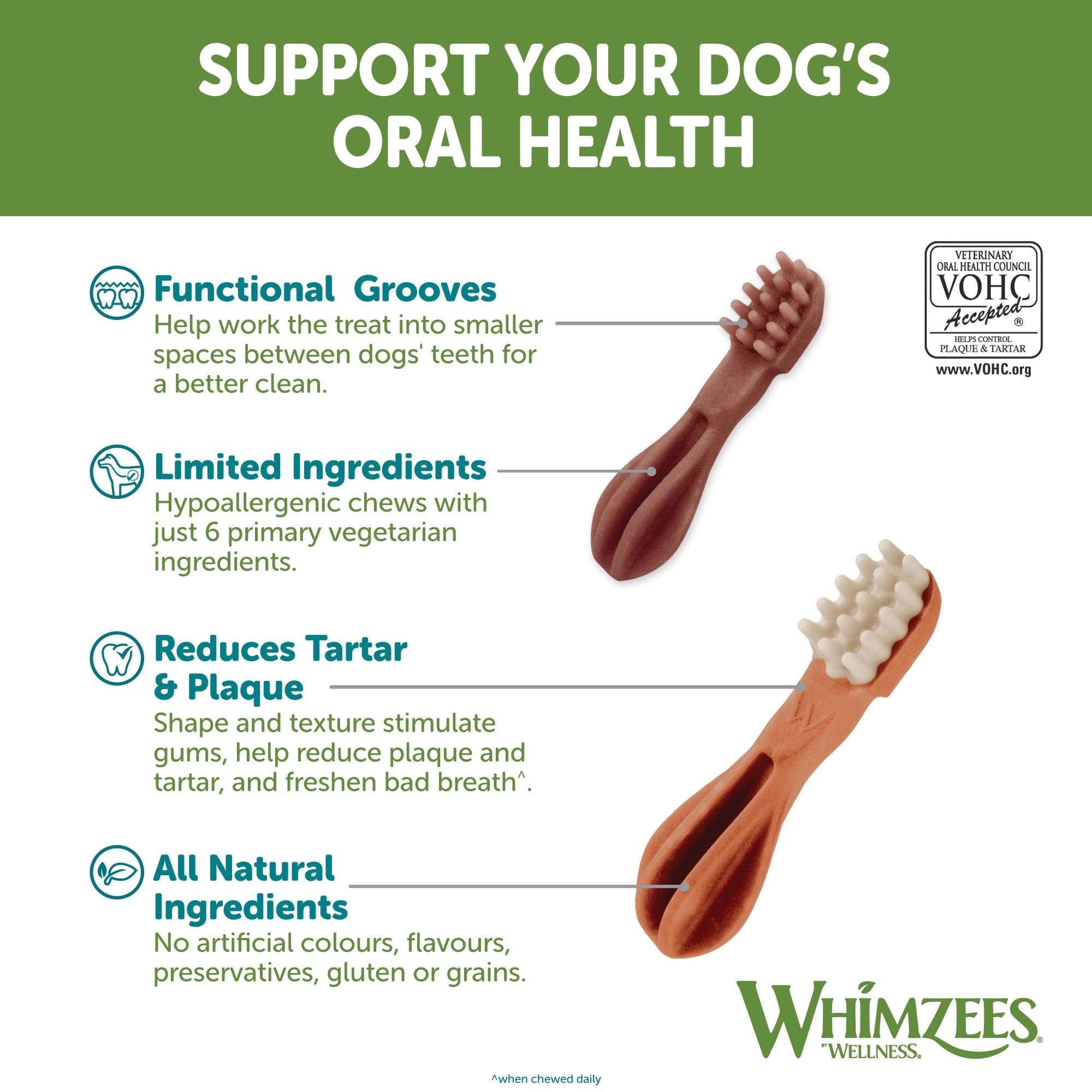 WHIMZEES Variety Box Dental Sticks - 56 Pieces, Size S for Small Dogs, Natural & Grain Free