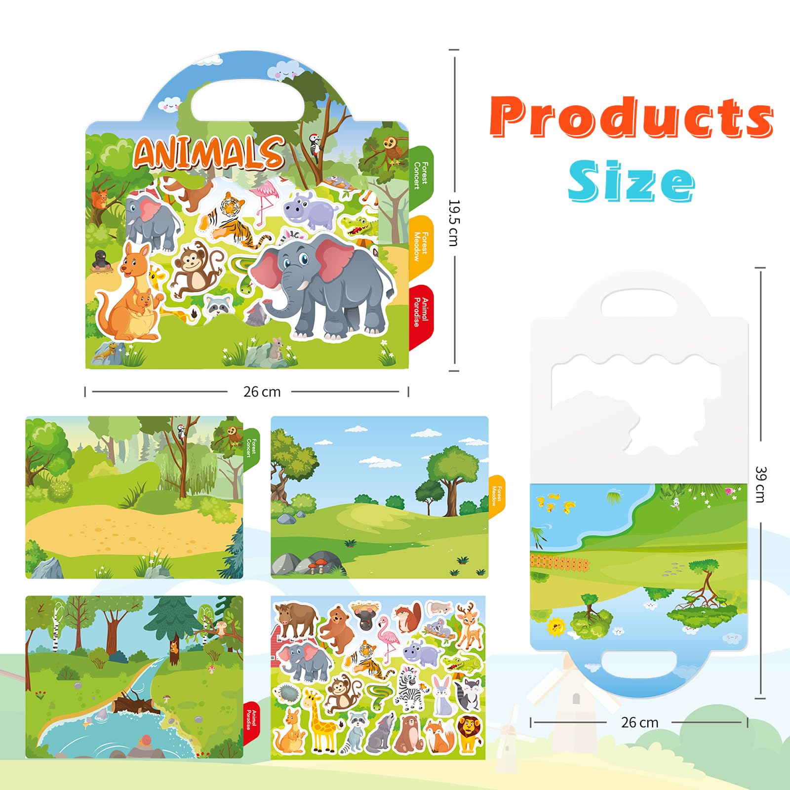 GUYUCOM 2 Pack Reusable Sticker Books for Toddlers - Educational Dinosaur & Animal PVC Stickers for Kids Ages 2-4 12