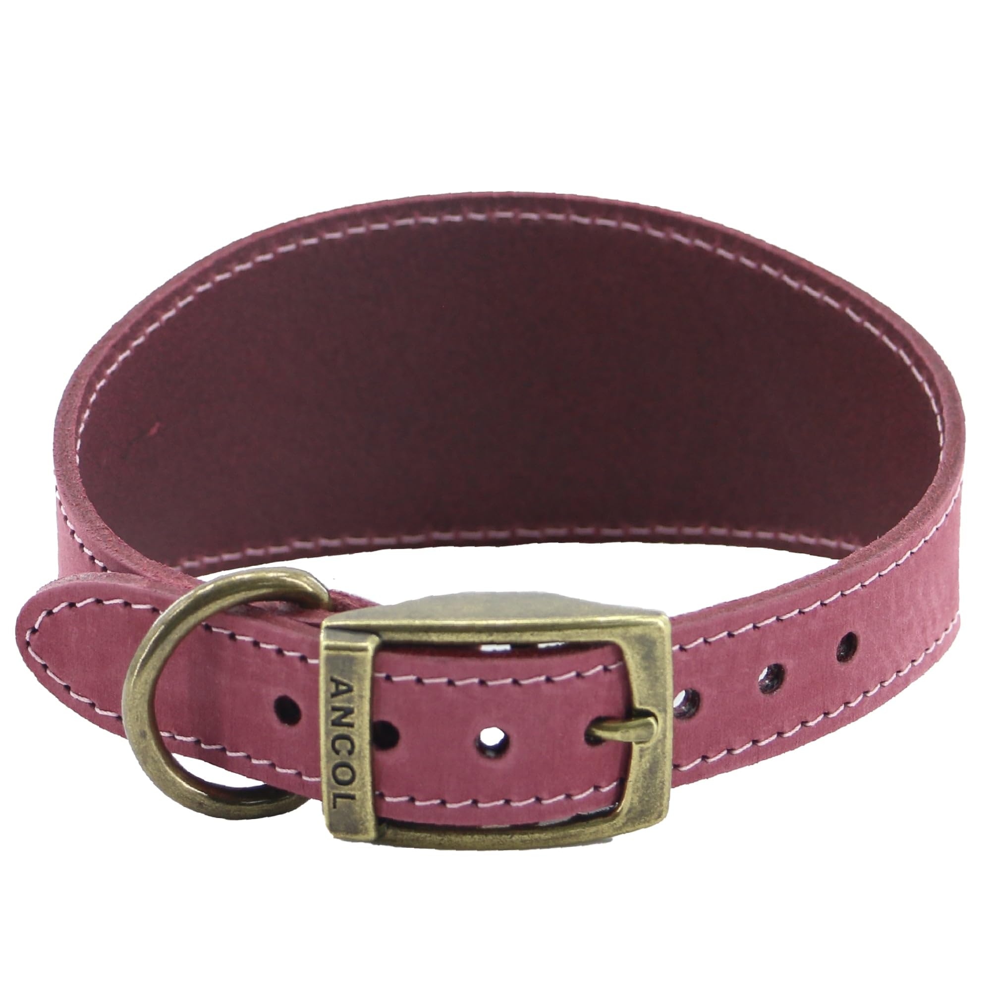 Ancol Timberwolf Leather Dog Collar - Raspberry | 30-34 cm Size | UK Crafted