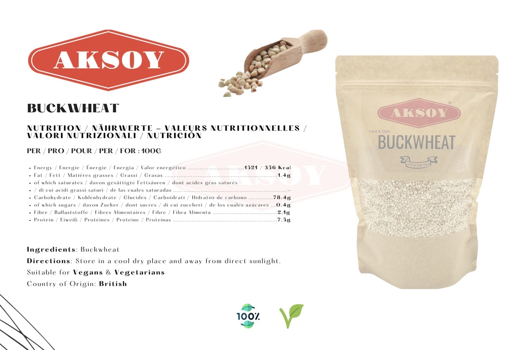 AKSOY Buckwheat 1.25KG Hulled Buckwheat Groats – Raw, Vegan, Non-GMO Whole Grain