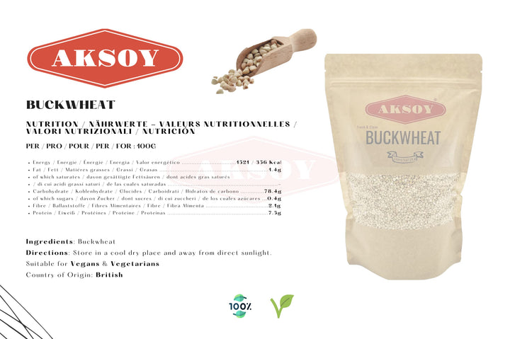 AKSOY Buckwheat 1.25KG Hulled Buckwheat Groats – Raw, Vegan, Non-GMO Whole Grain
