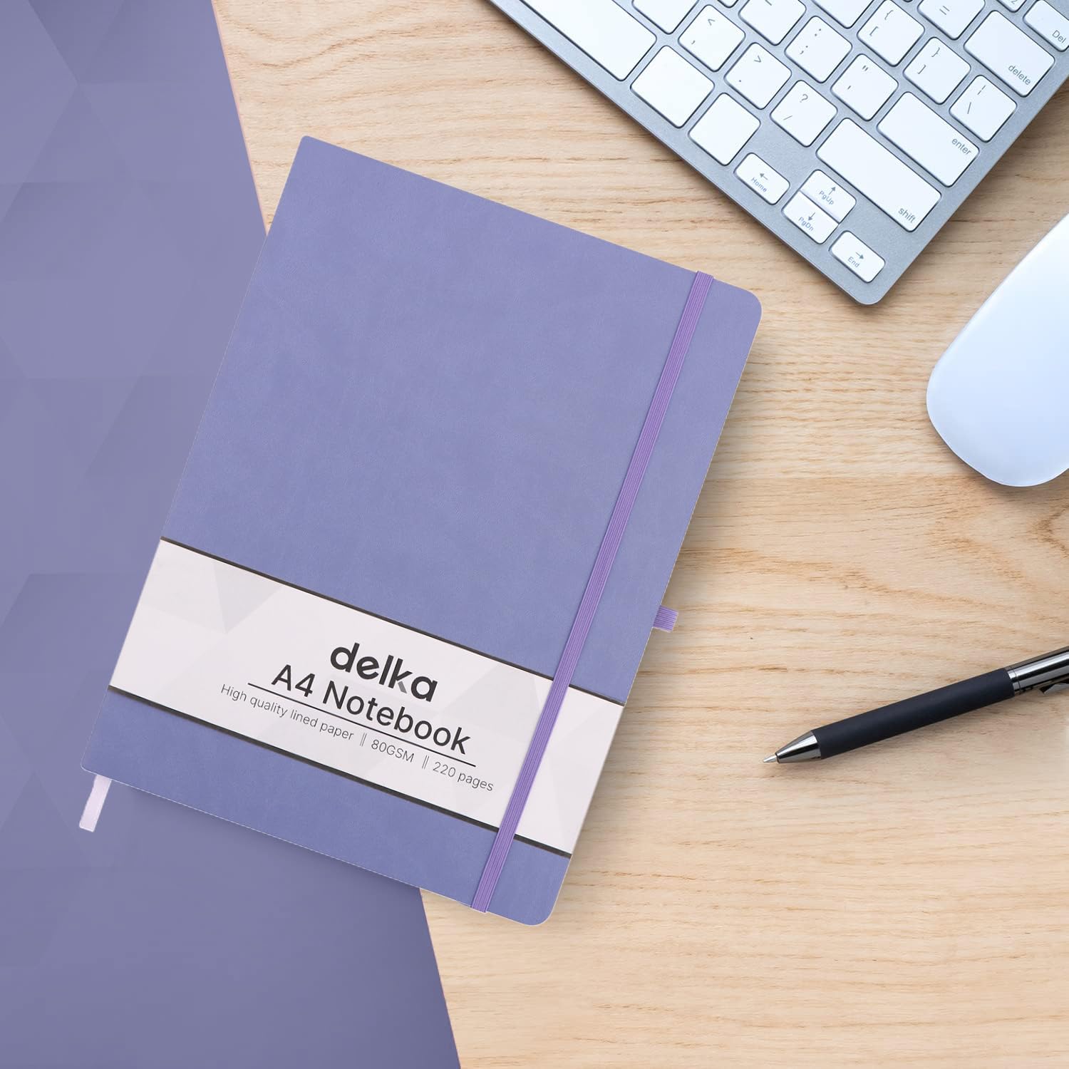delka A4 Notebook - 220 Pages | Vegan Leather Hard Cover | Purple | 70gsm Ruled Pages 4