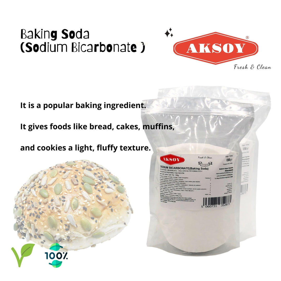 Aksoy Pure Baking Soda 1250g - Sodium Bicarbonate Powder for Baking & Cleaning