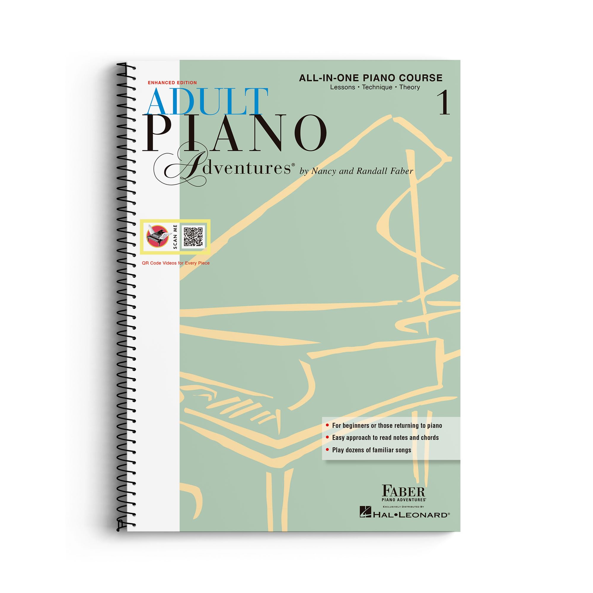 Faber Piano Adventures Adult Piano Adventures - All-in-One Piano Course Book 1 | Spiral Bound | Includes Online Media