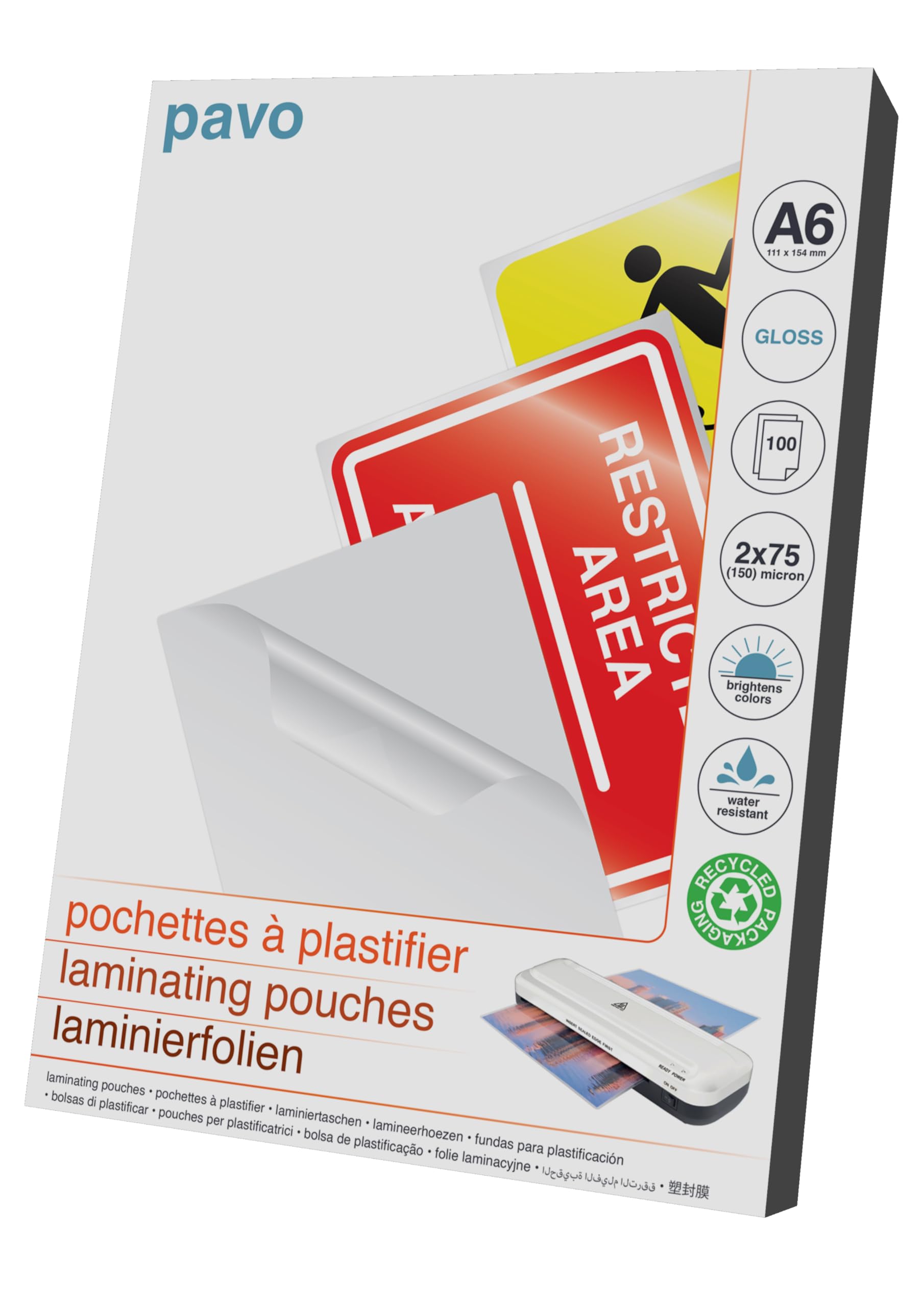 Pavo Laminating Pouches A6 2x75 mic - 100 Pack | Glossy Finish | Everyday Protection 1