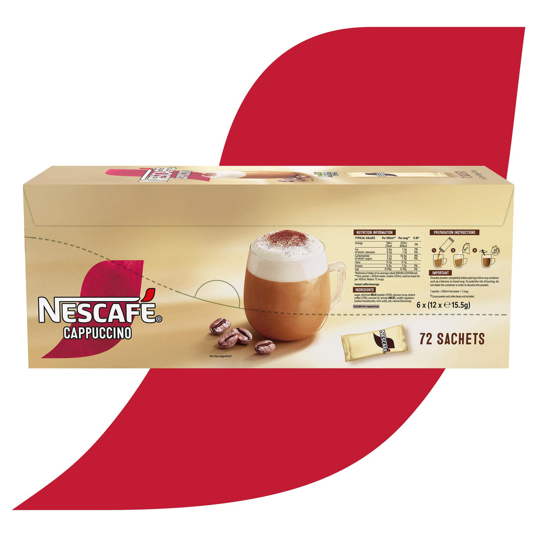 NESCAFÉ Cappuccino Instant Coffee Sachets - 72 x 15.5g