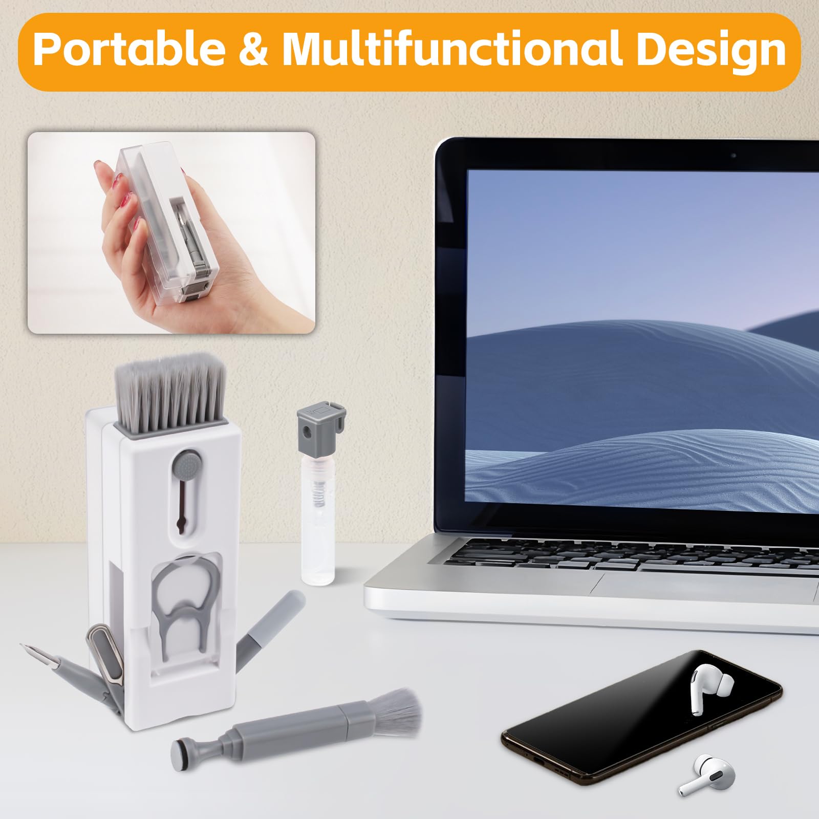 Alyvisun 11 in 1 Multifunctional Electronics Cleaning Kit for Laptop, Earphones, and Cameras | Grey 2