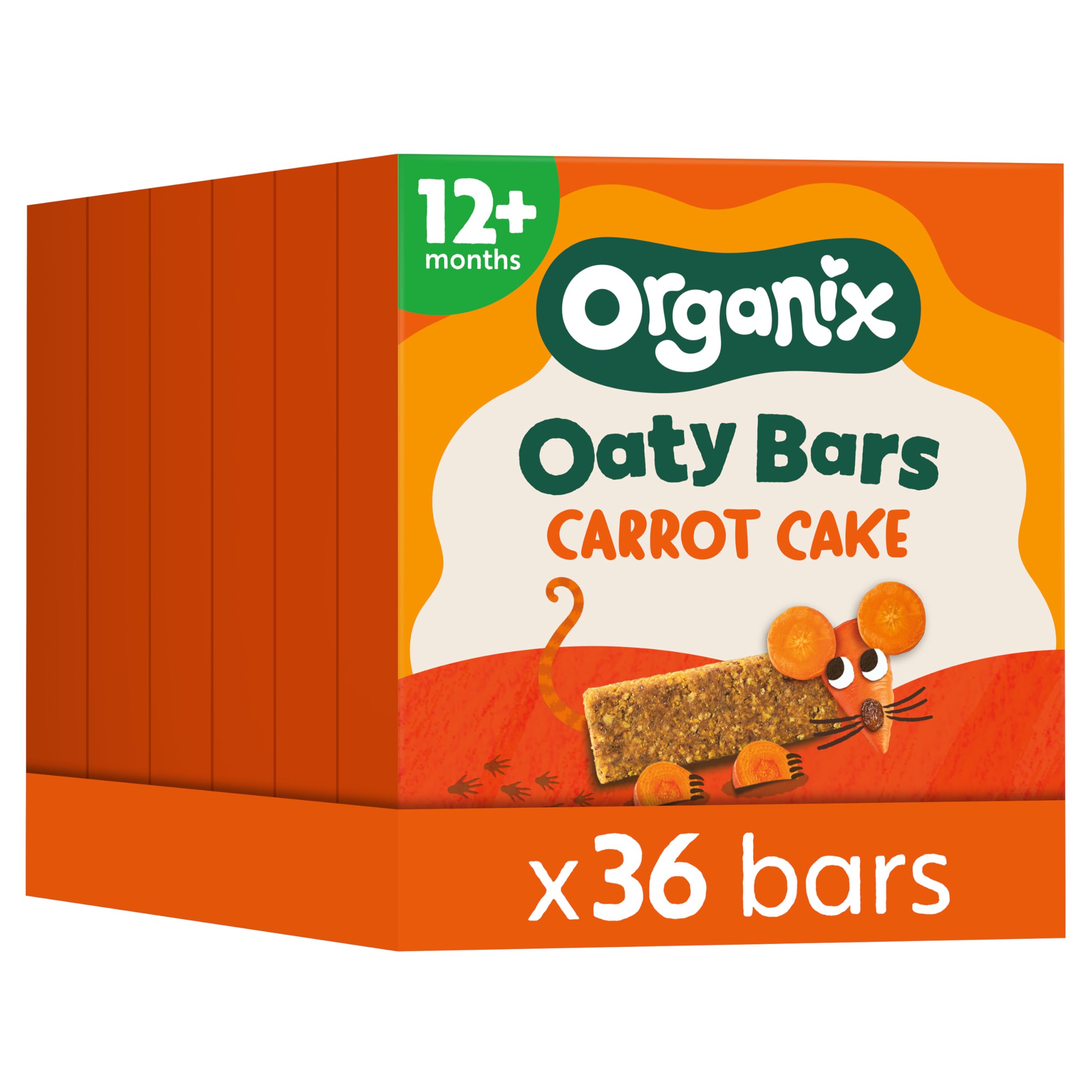 Organix Carrot Cake Organic Oaty Snack Bars - 6 Boxes of 6 x 23g