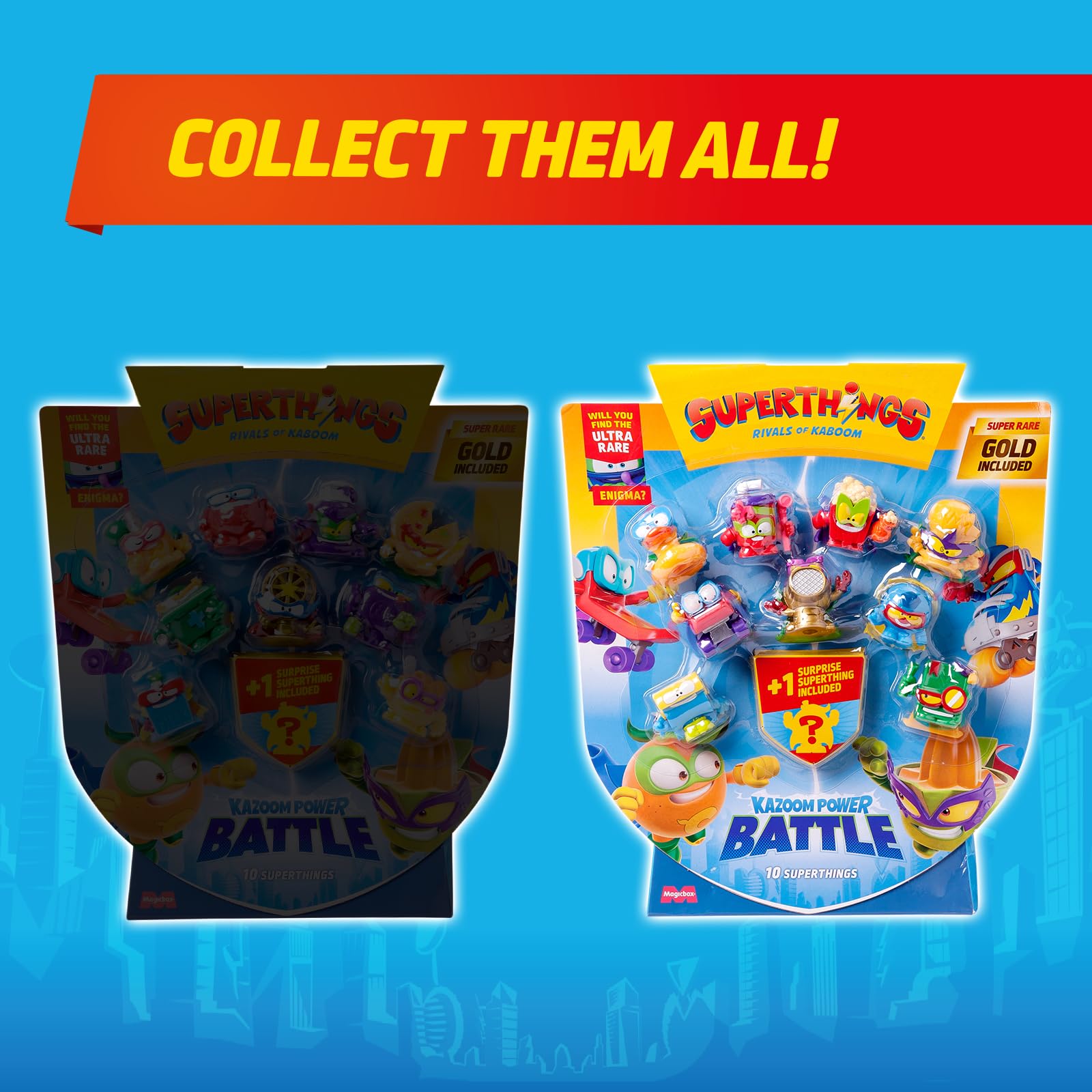 SUPERTHINGS RIVALS OF KABOOM Kazoom Power Battle Action Figures - 10 Pack with Gold Captain Surprise 5