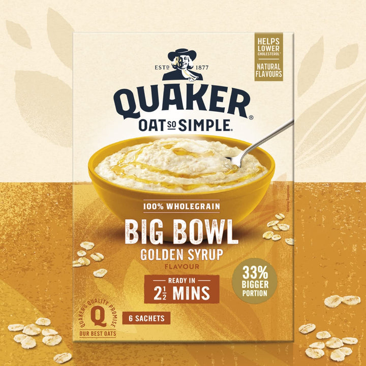 Quaker Oat So Simple Big Bowl Golden Syrup, 6 Sachets (297.6 g)