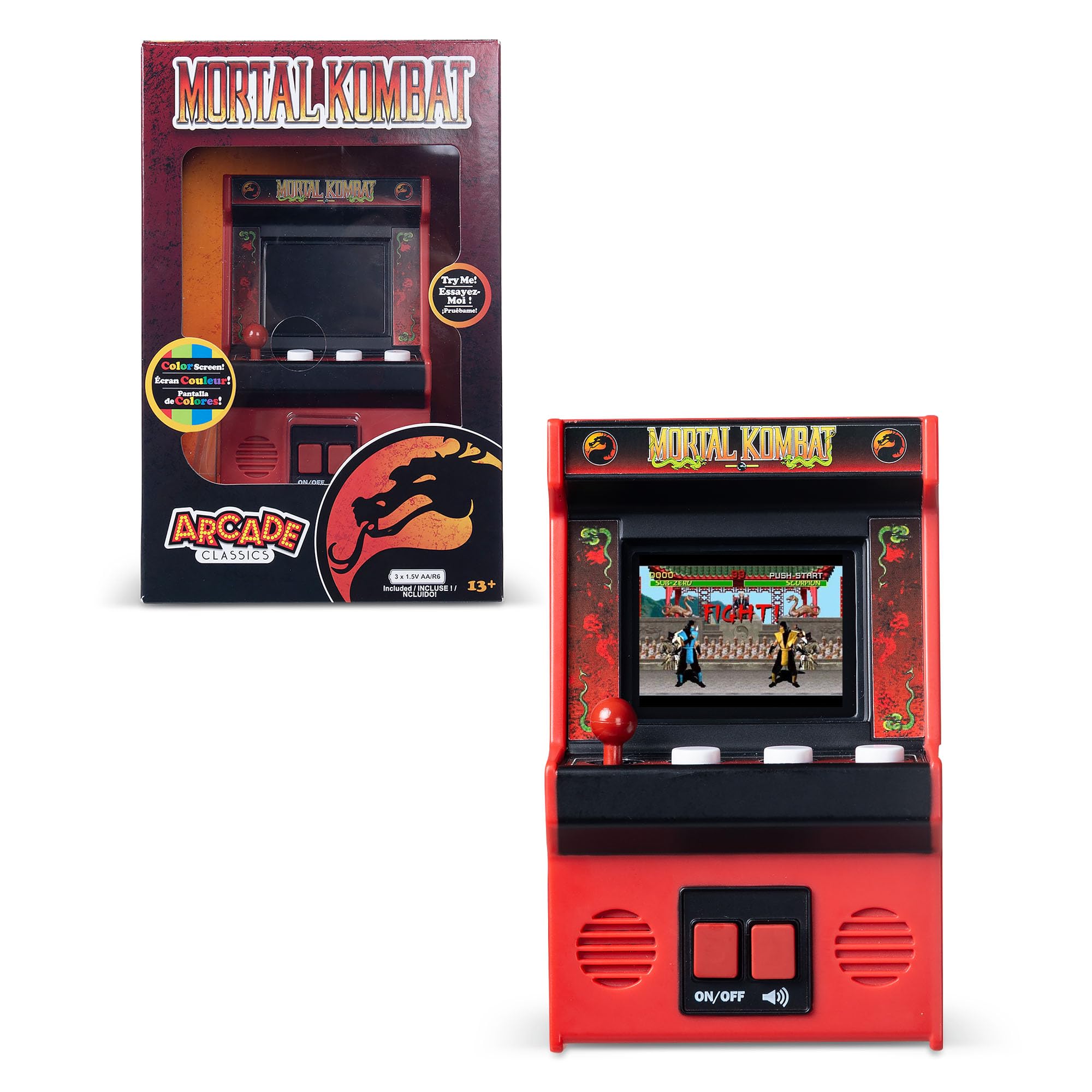 Basic Fun Arcade Classics Mini Mortal Kombat – Retro Handheld Game with Joy
