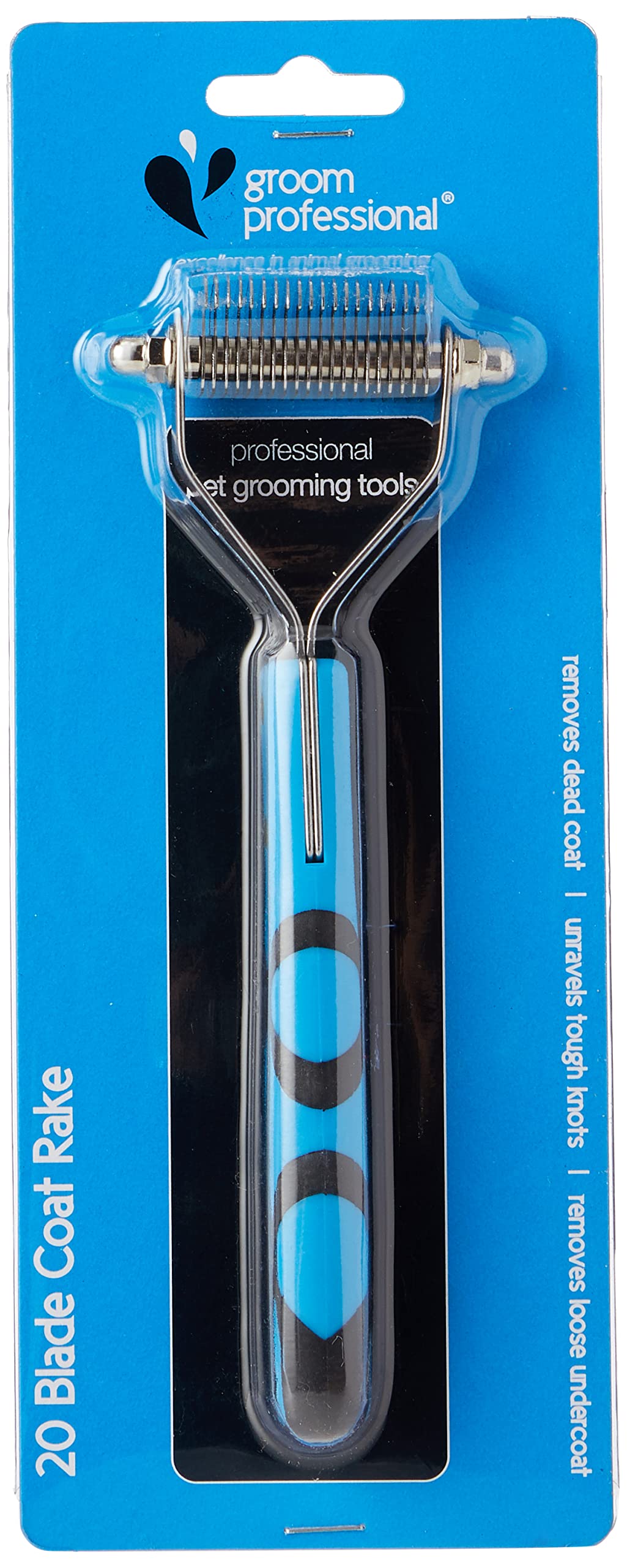 GROOM PROFESSIONAL Coat King Stripping Rake for Dogs - Extra Fine 20 Tooth | Stainless Steel Blades
