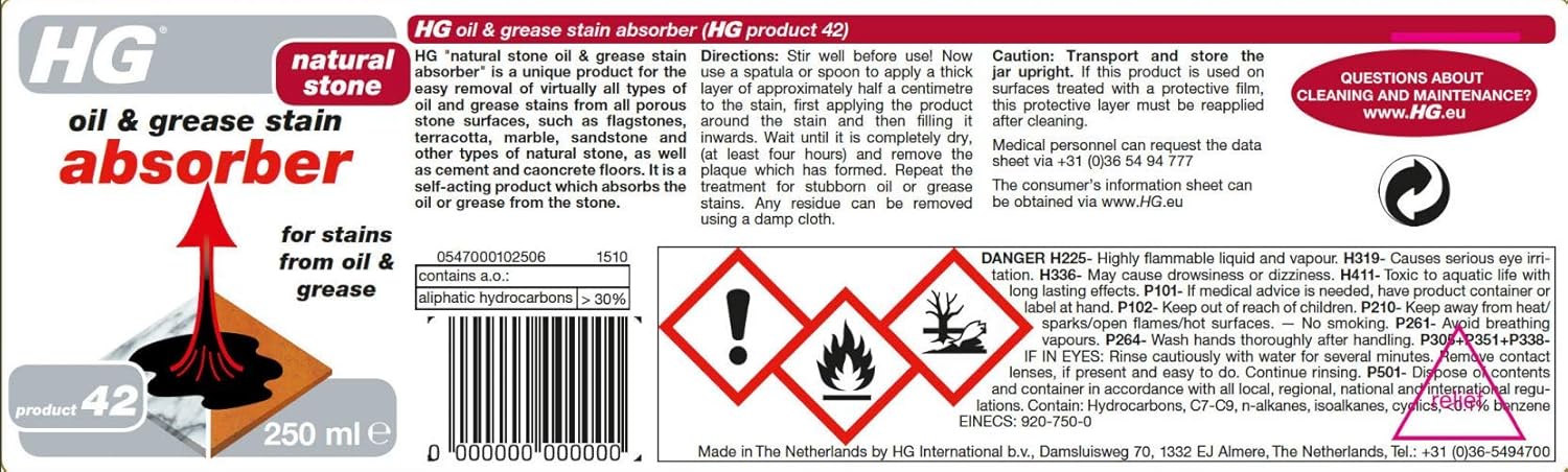 HG - Tile and Natural Stone Oil and Grease Absorber 42 (250ml) 7