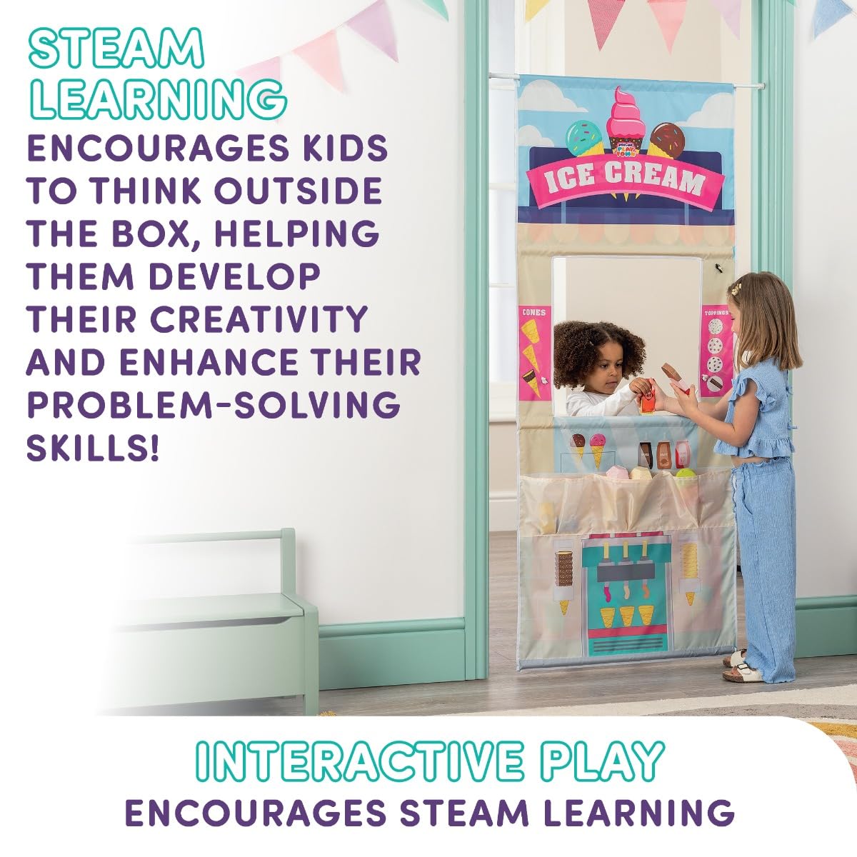 Playhouse Pop Up Play Town Hanging Doorway Ice Cream Shop Kids Role Play Toy 10