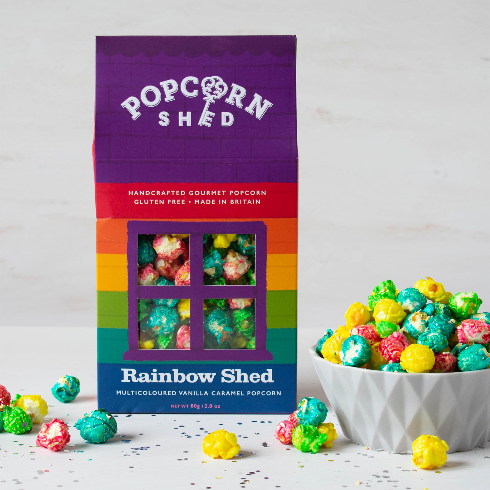 Popcorn Shed Rainbow Shed Gourmet Popcorn (1 x 80g) - Multicoloured Vanilla Caramel Snack 13