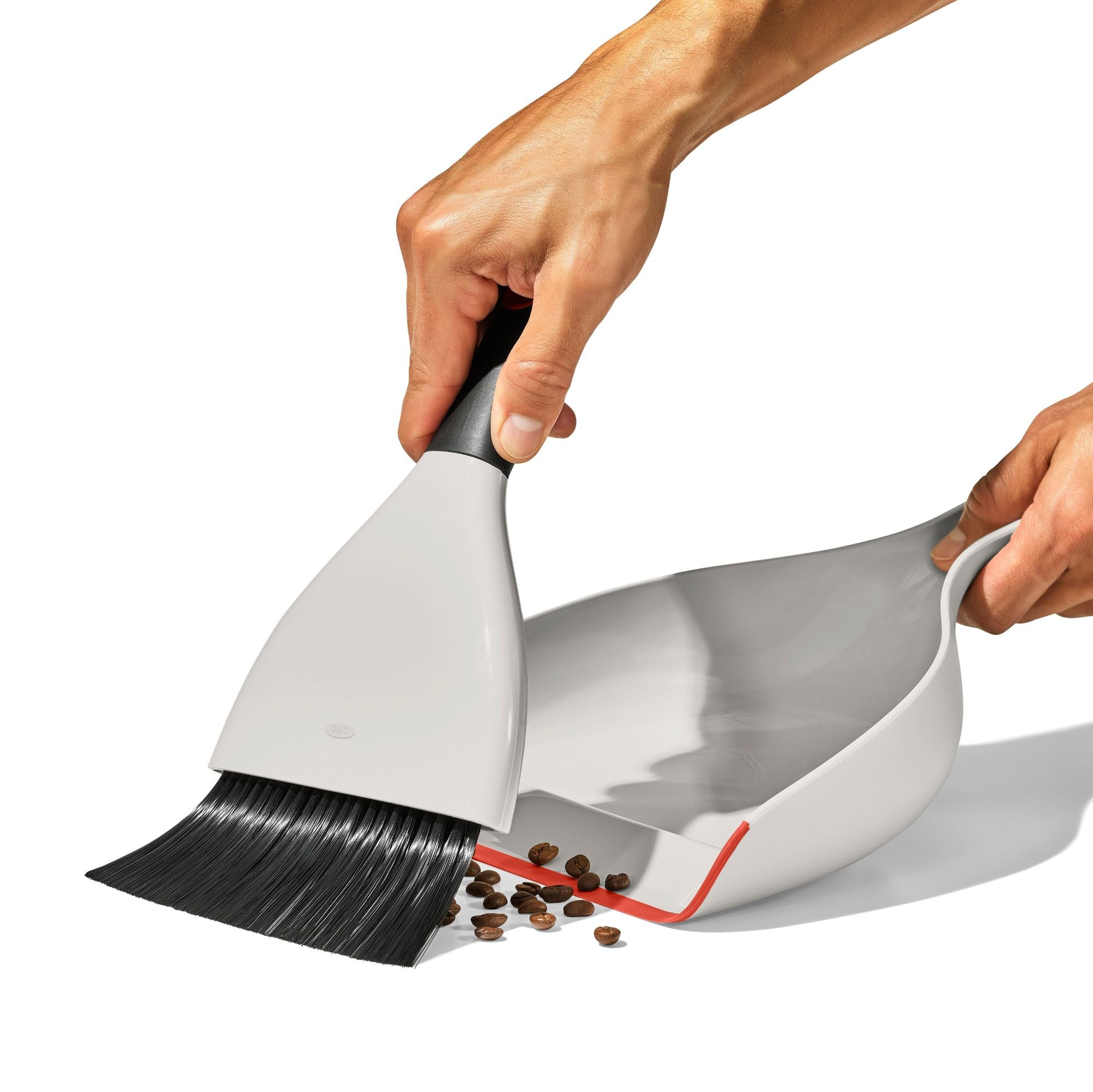 OXO Good Grips Dustpan & Brush Set - Whisk-Broom Shape | Soft Lip | Snap Storage