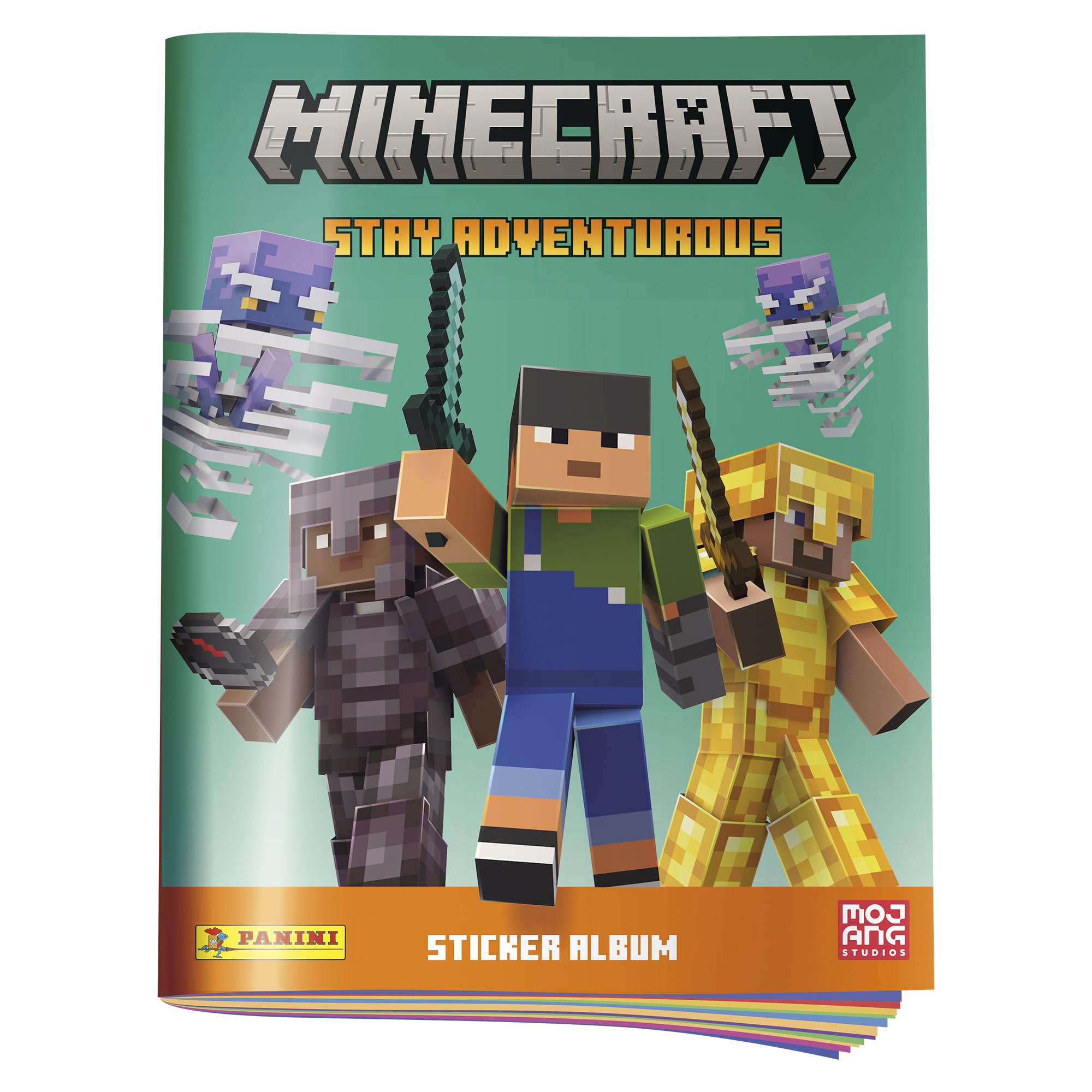 Panini Minecraft Stay Adventurous Sticker Collection - Starter Pack with Sticker Album, 6 Sticker Packets & 1 Limited Edition Block Card