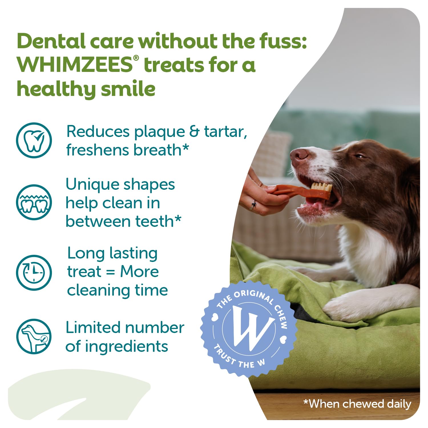 WHIMZEES Natural Grain-Free Dog Dental Sticks for Medium Breeds | Hypoallergenic Vegetarian Chews | 900g Carton