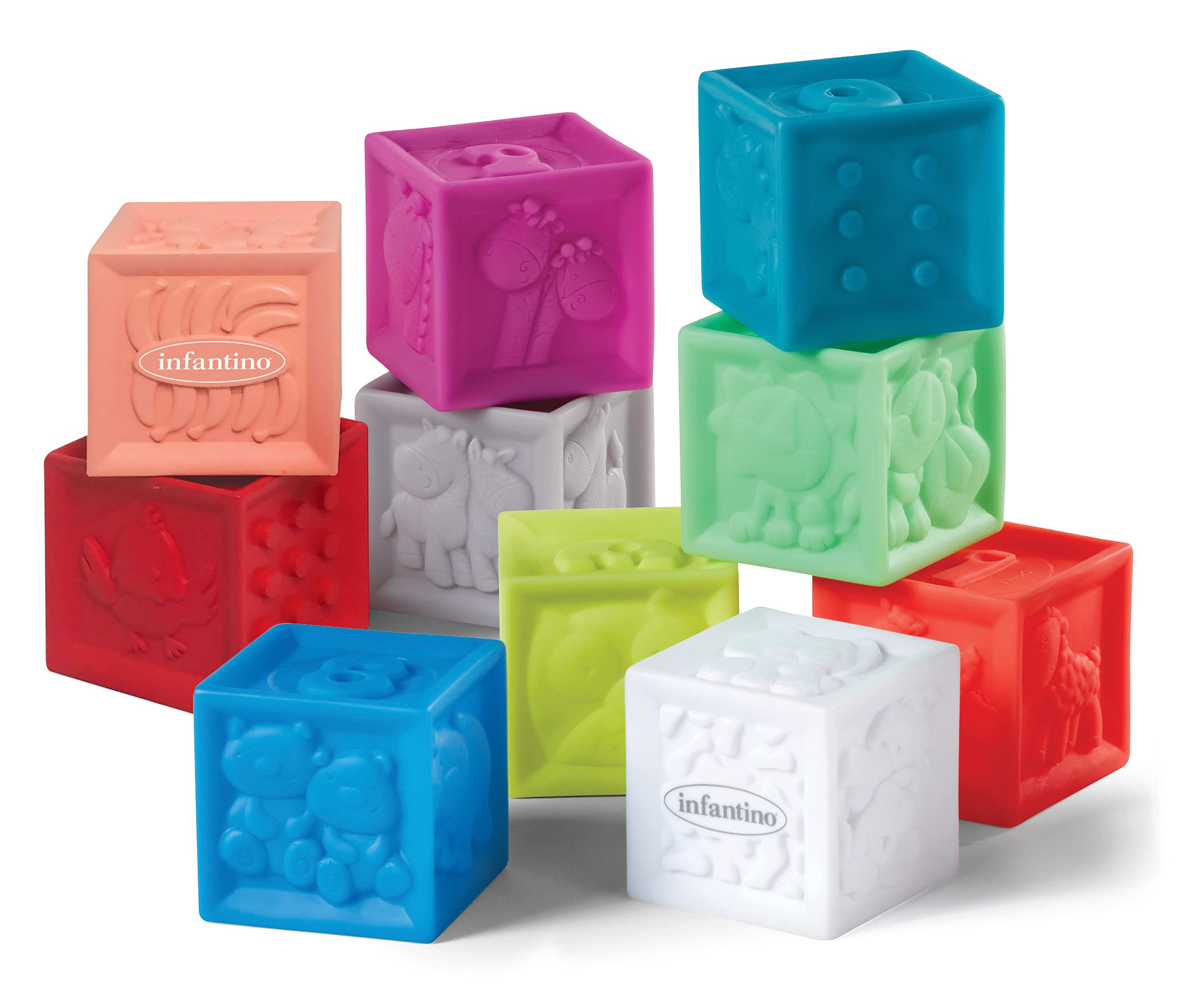 Infantino Squeeze and Stack Blocks Set - Sensory & Educational Toy for 6 Months+ 2