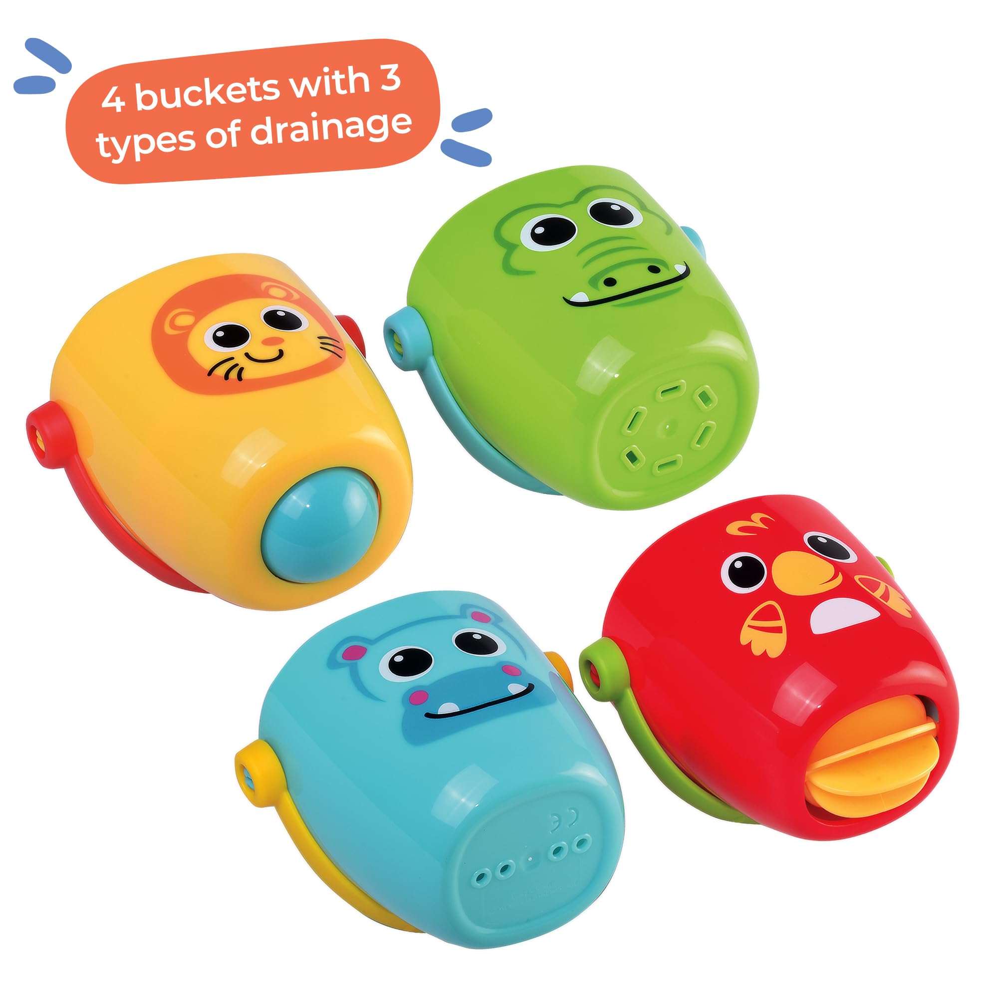 Play Tots Animal Bath Buckets - 4-Piece Stackable Bath Toy Set for Toddlers 13