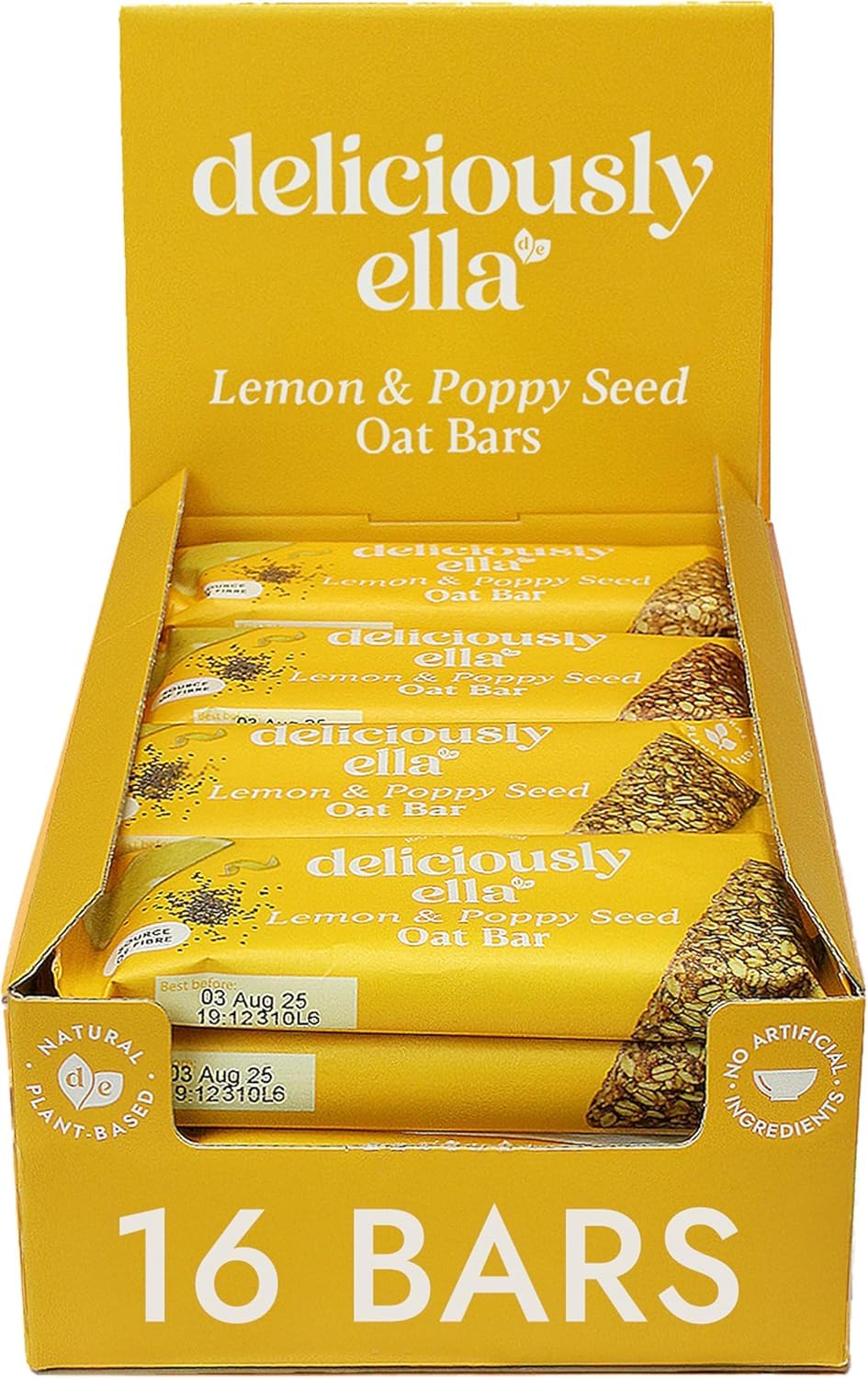 Deliciously Ella Lemon & Poppyseed Oat Bars - 16 x 50g, Vegan, Gluten Free