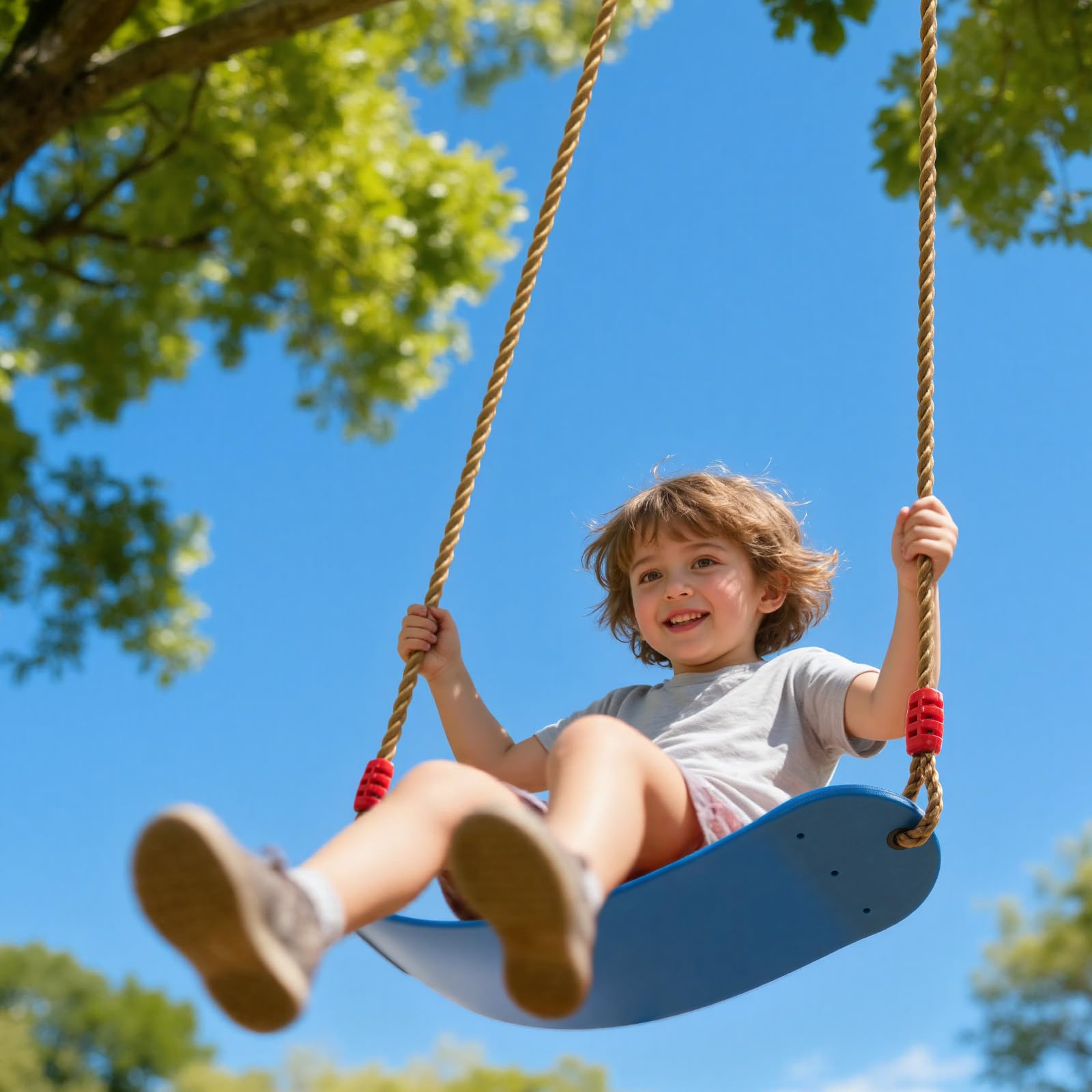 EXTSUD Outdoor Swing Seat - EVA Soft Rocking Chair | Adjustable 145-220cm Ropes | 150kg Load Capacity | Blue 6
