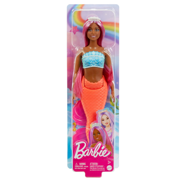 Barbie Mermaid Doll - Curvy Body with Shell Bodice & Tropical Red Tail, 3+ Years