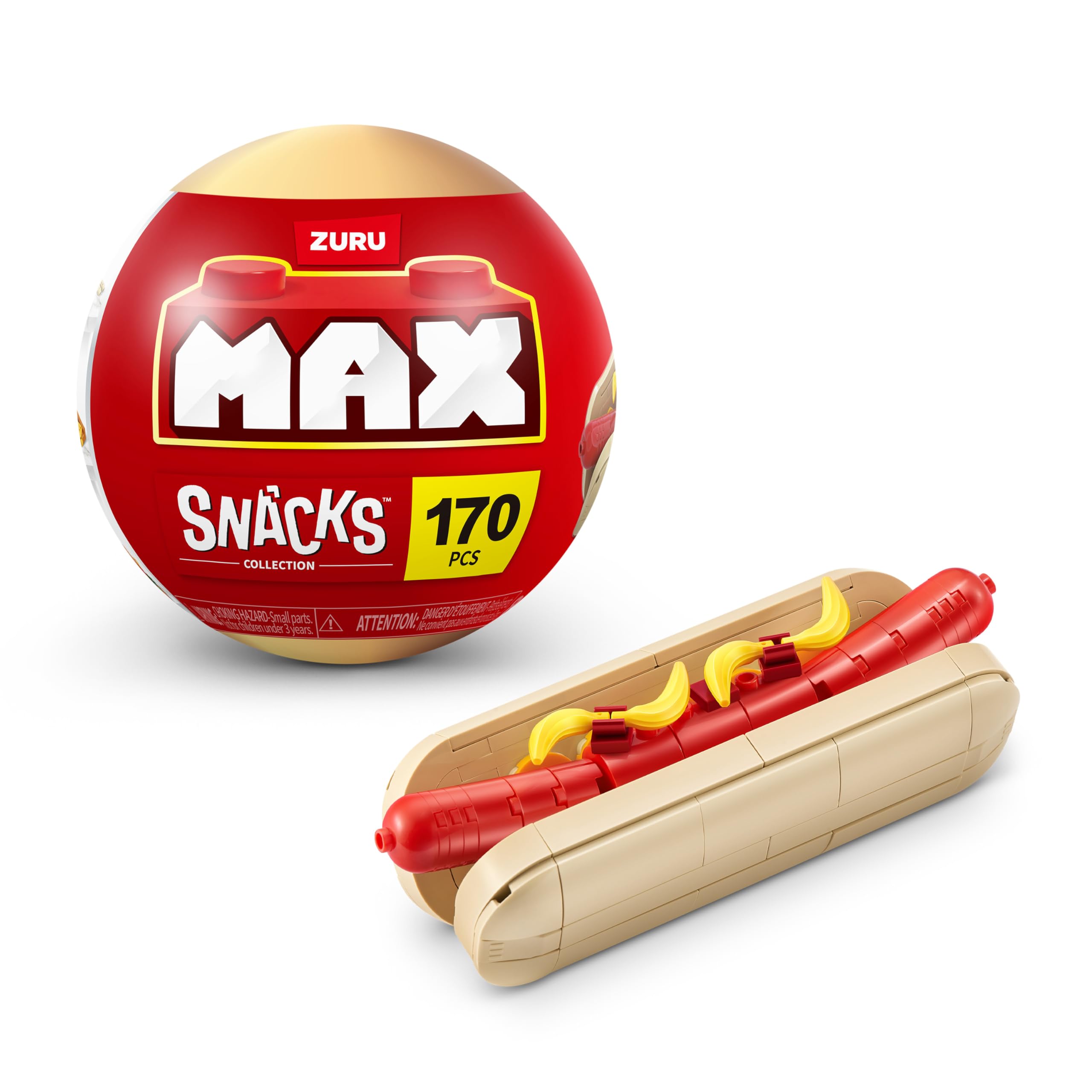 MAX Premium Snacks Building Bricks - Hotdog Collectible Mini Playset for Ages 3+