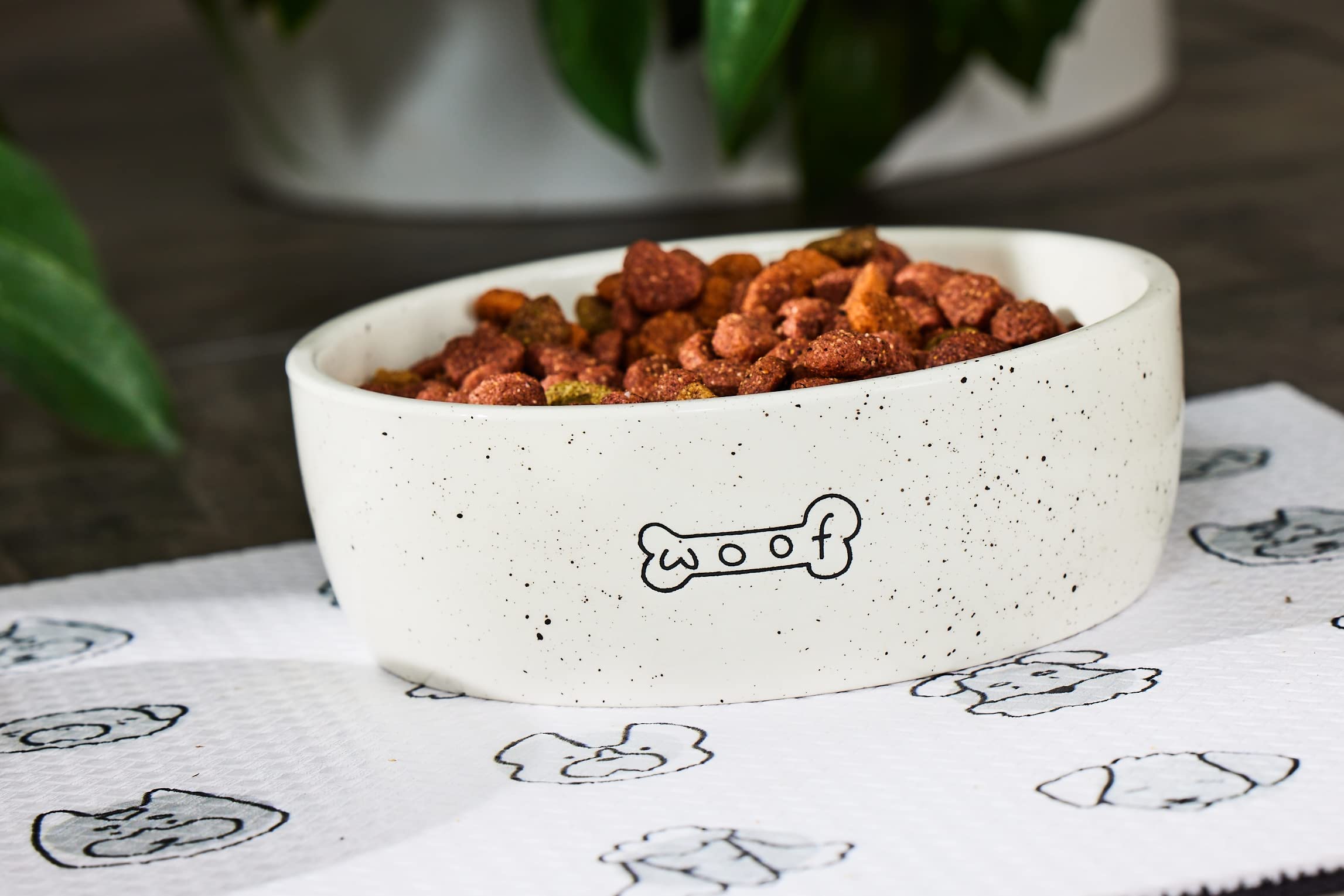 Pearhead Woof Ceramic Pet Bowl - 3 Cup Capacity | Durable | Dishwasher Safe 3