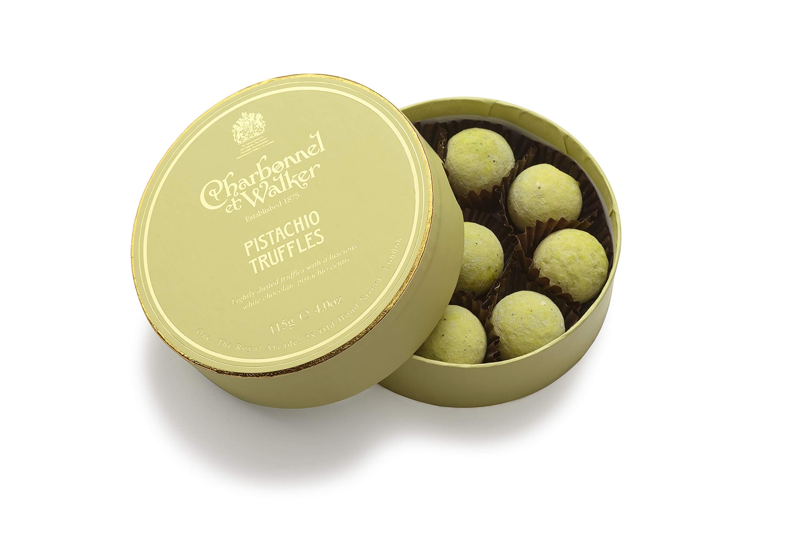 Charbonnel et Walker Pistachio Truffles, 115g - Luxury Milk Chocolate Caramel Truffles with Pistachio