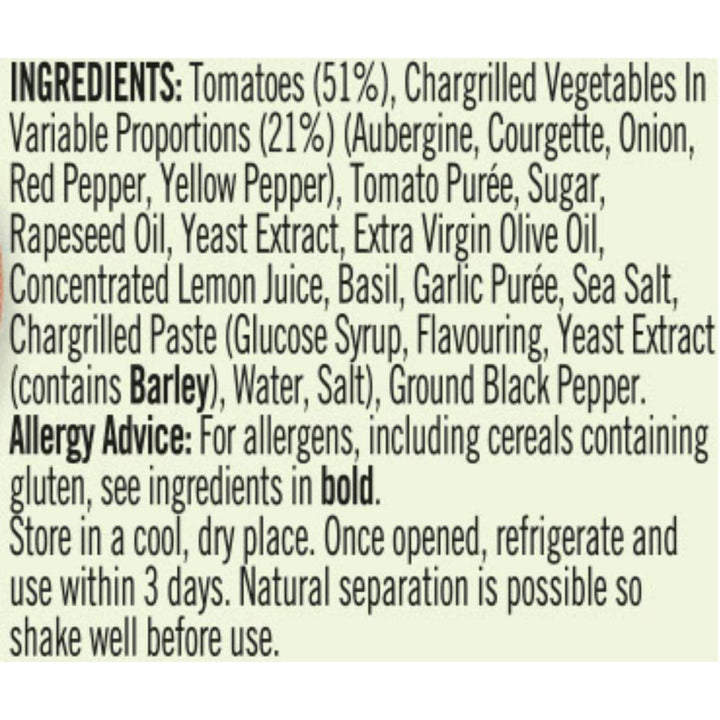 Loyd Grossman Italian Tomato & Chargrilled Vegetables Sauce – 350g