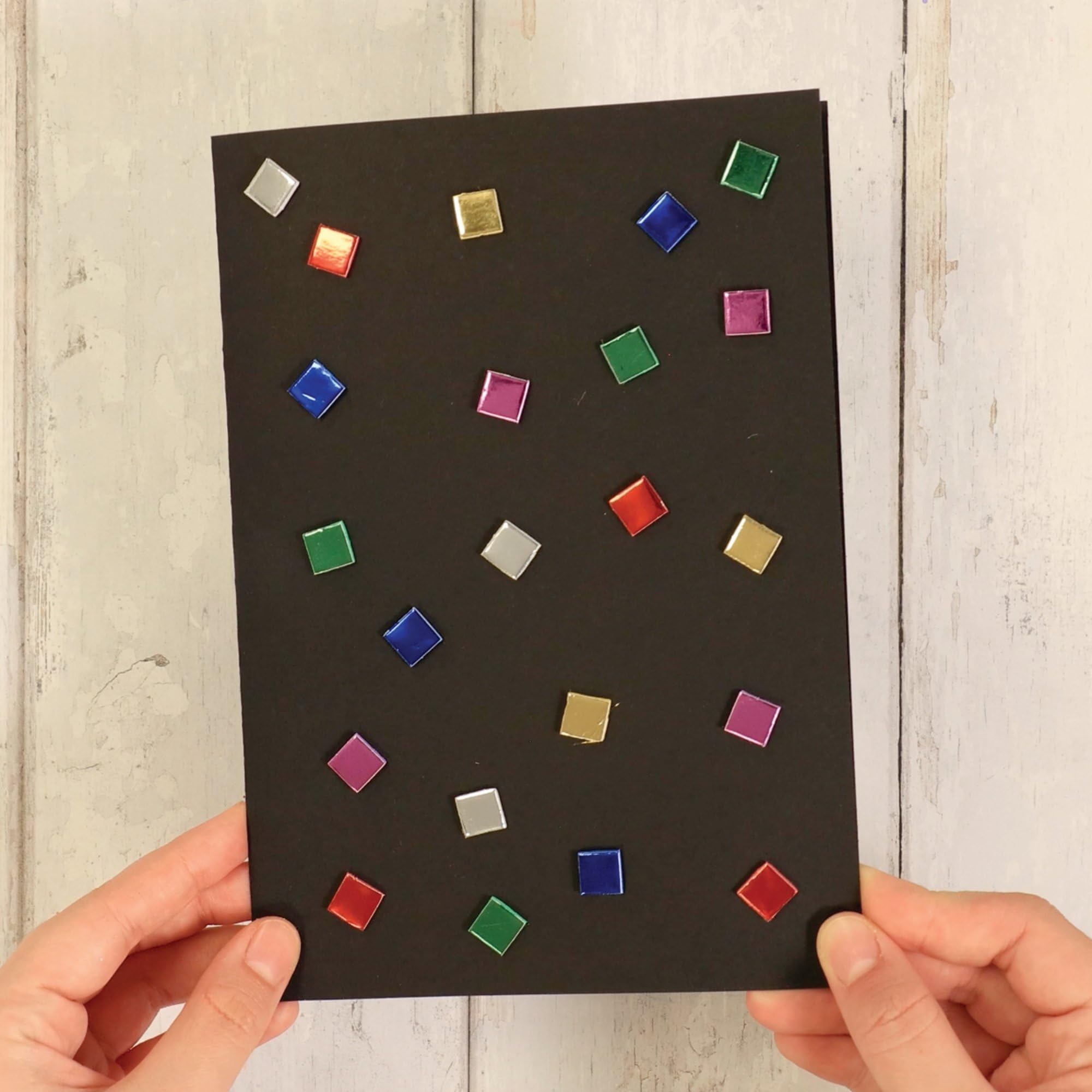 Baker Ross Metallic Foam Self-Adhesive Mosaic Squares - 1440 Pack | 1cm Tiles | 6 Assorted Colors 5
