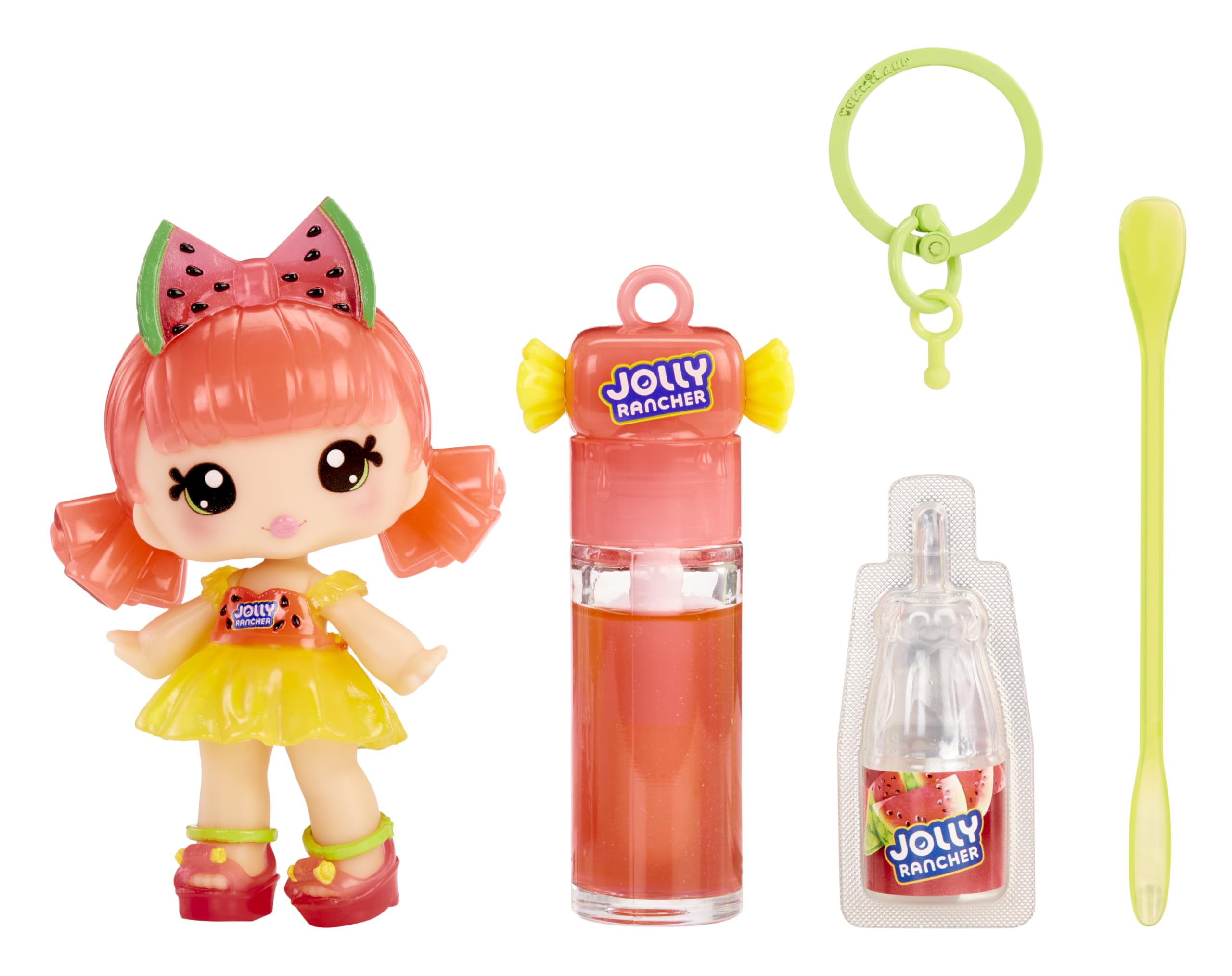 Yummiland x Jolly Rancher Mimi Watermelon Lip Gloss Doll - DIY Cosmetic Playset with Removable Keychain, Ages 4+ 9