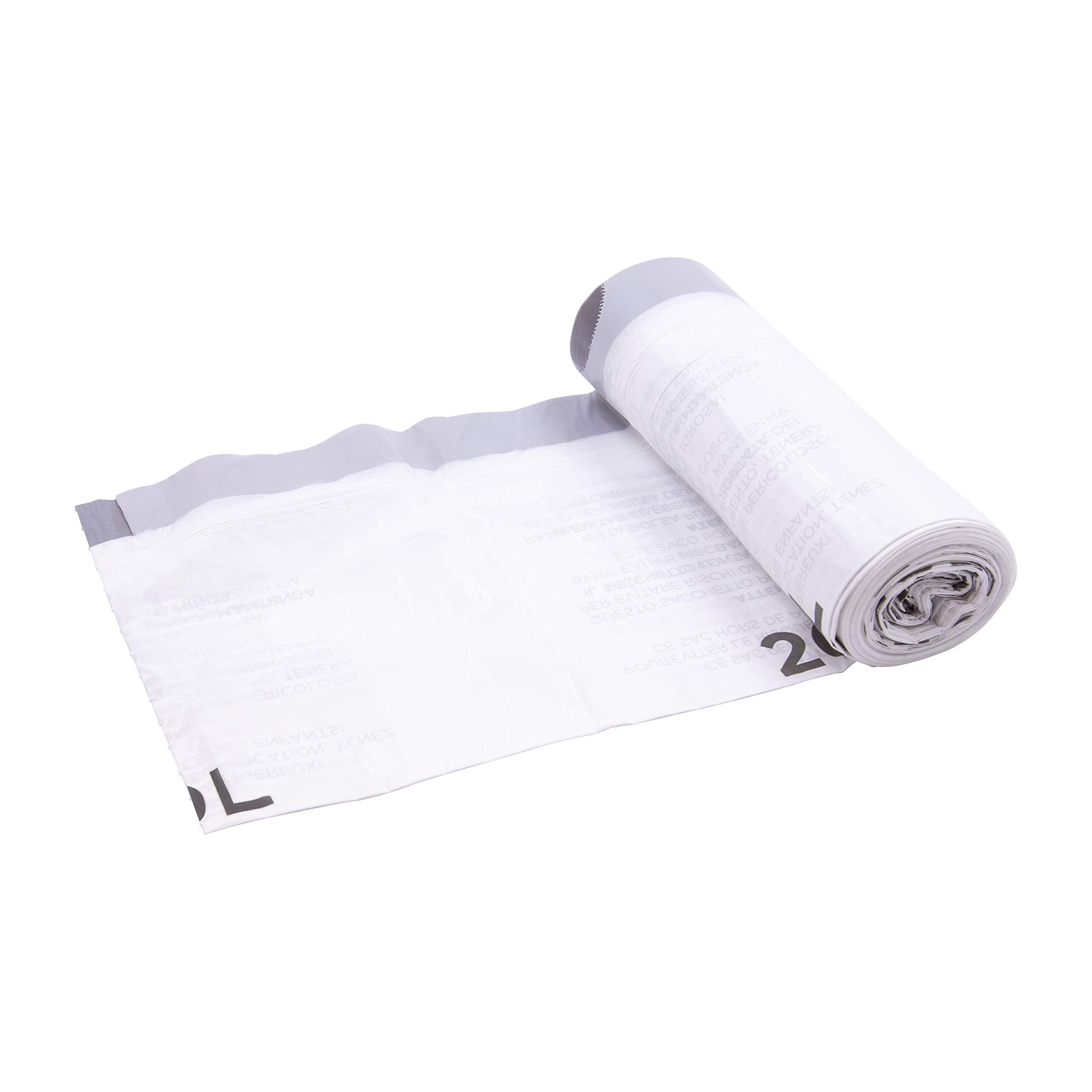 BLACK+DECKER 50L Drawstring Bin Liners - Heavy Duty Plastic Bags | 20 Pack, White 3