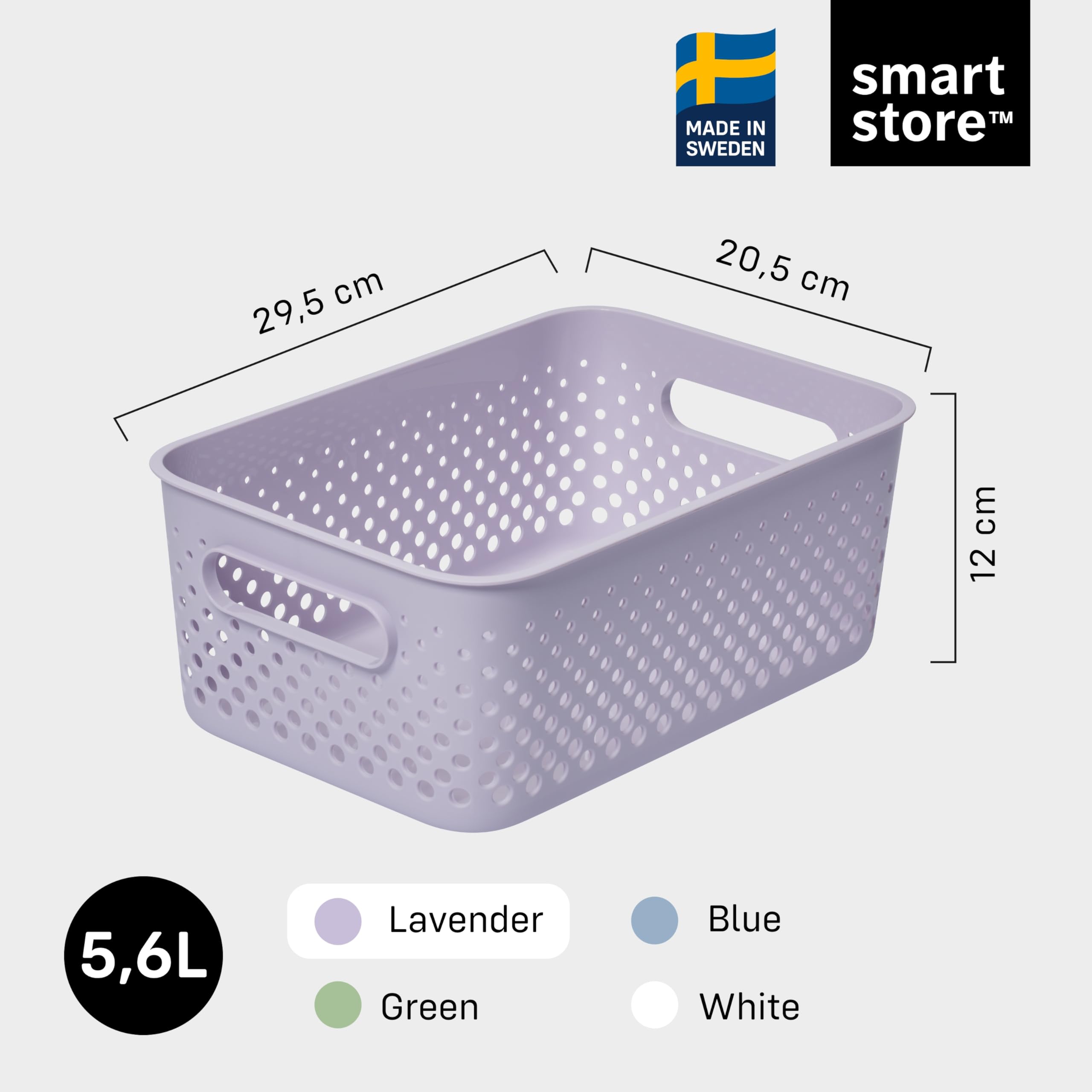 SmartStore Storage Basket with Handles - Lavender, 5.6L | 29.5x20.5x12cm 2